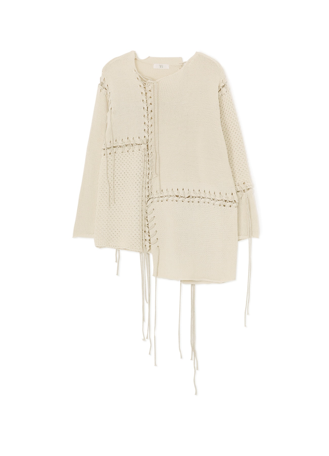 TUCK JERSEY LACE UP LONG PULLOVER(S Off White): Y's｜THE