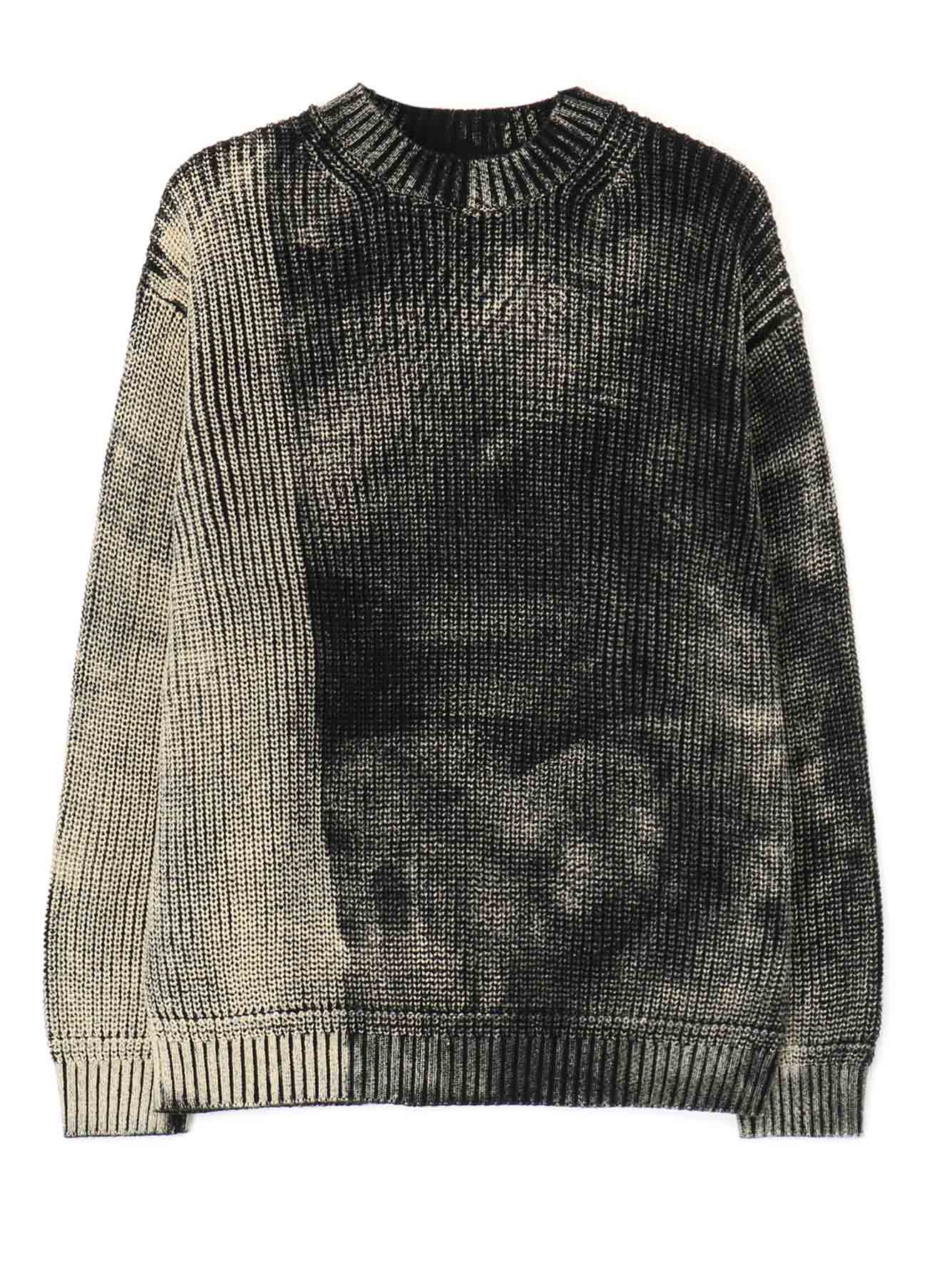 DISCHARGE PRINTING LONG SLEEVE OVERSIZED KNIT PULLOVER
