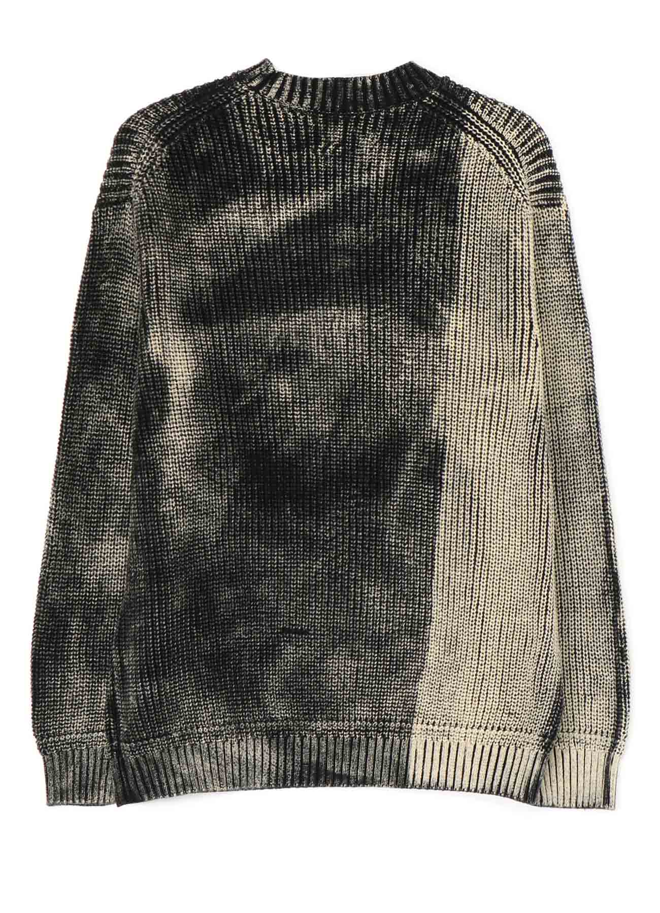 DISCHARGE PRINTING LONG SLEEVE OVERSIZED KNIT PULLOVER
