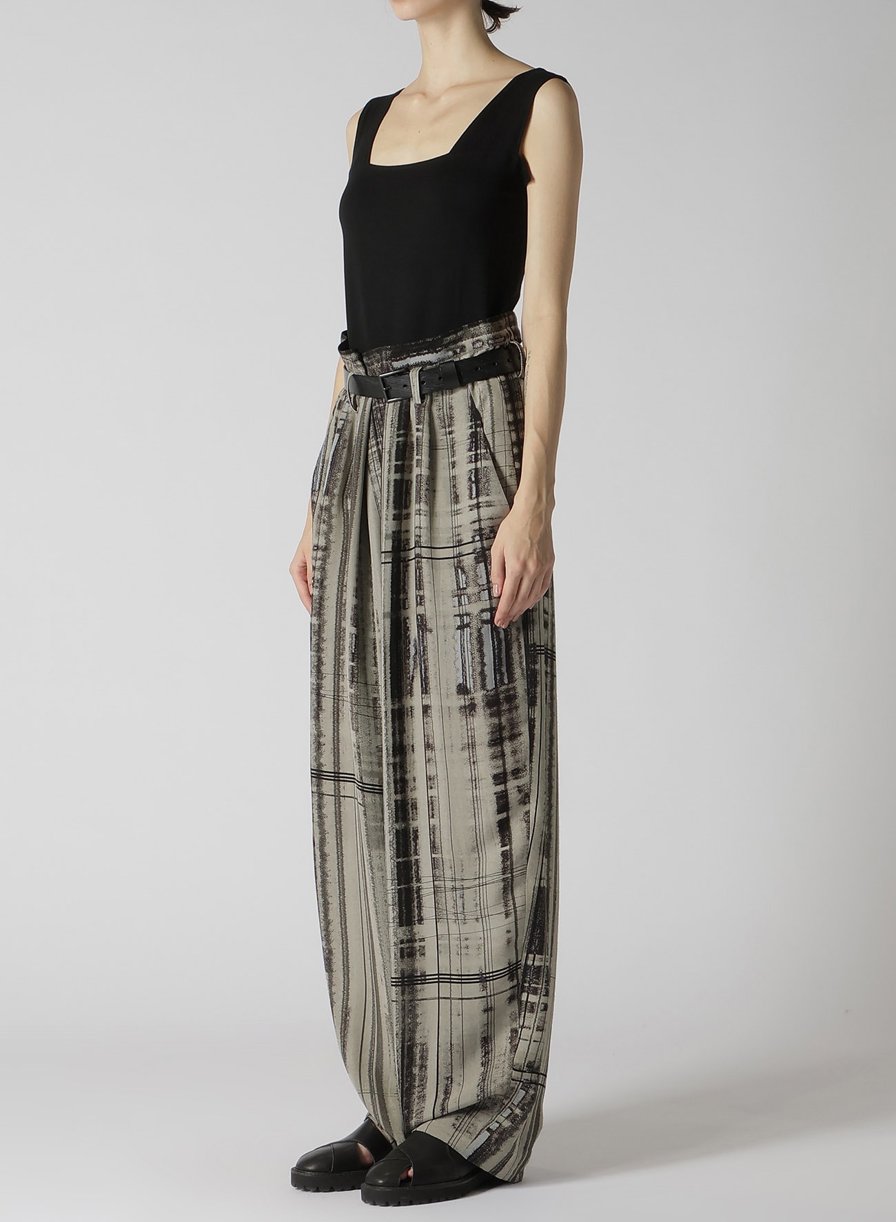 HAND DRAWING PRINT HIGH WAIST PANTS(XS Off White): Y's｜THE SHOP 