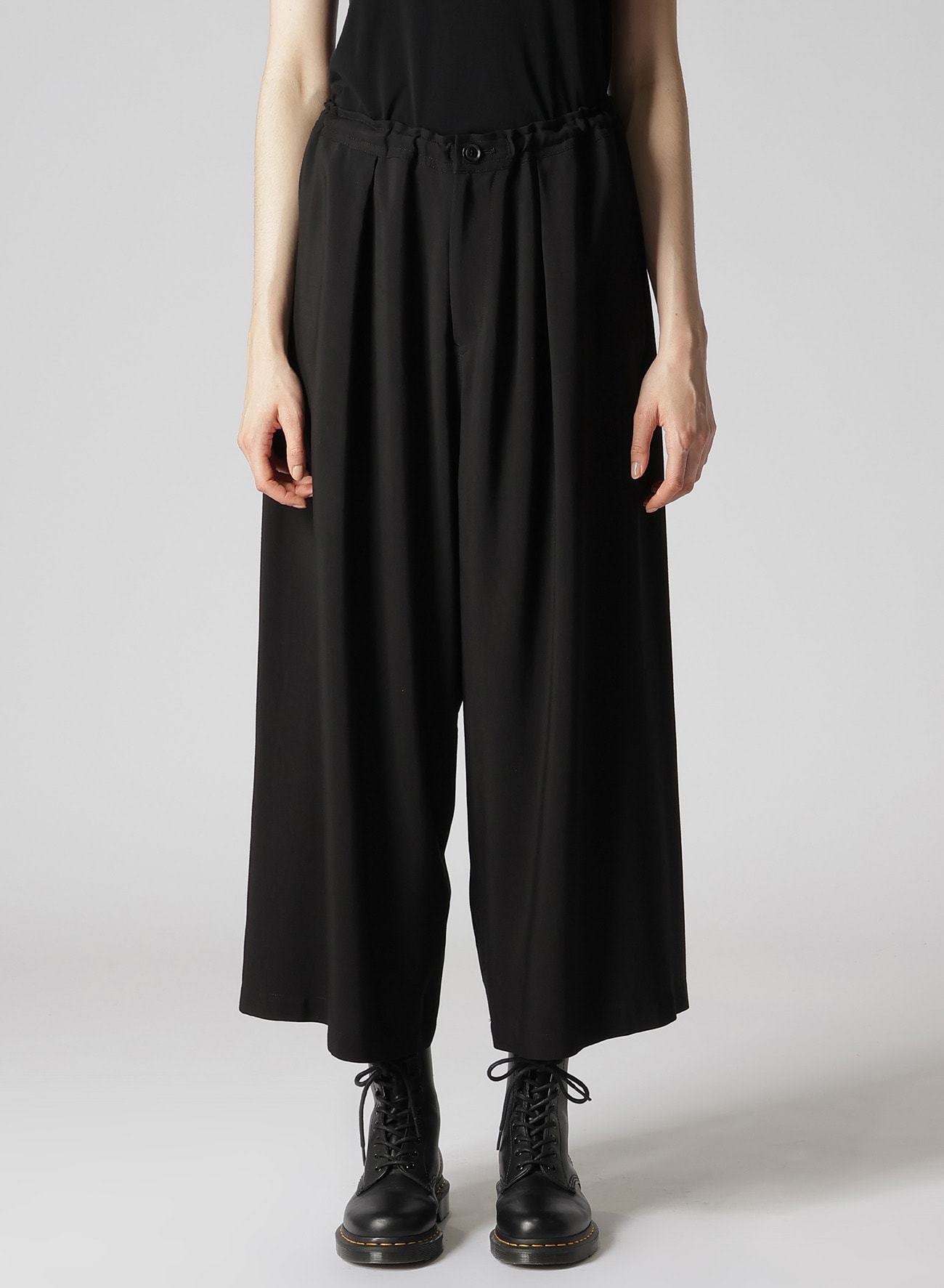 RAYON CUPRO FRONT TUCKED WIDE PANTS(XS Black): Y's｜THE SHOP YOHJI 