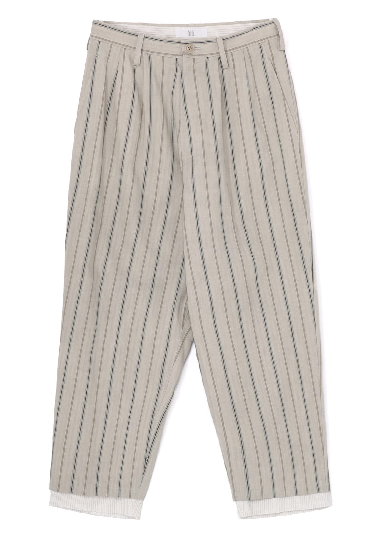 COTTON STRIPE INK DYED DOUBLE TUCK TAPERED PANTS