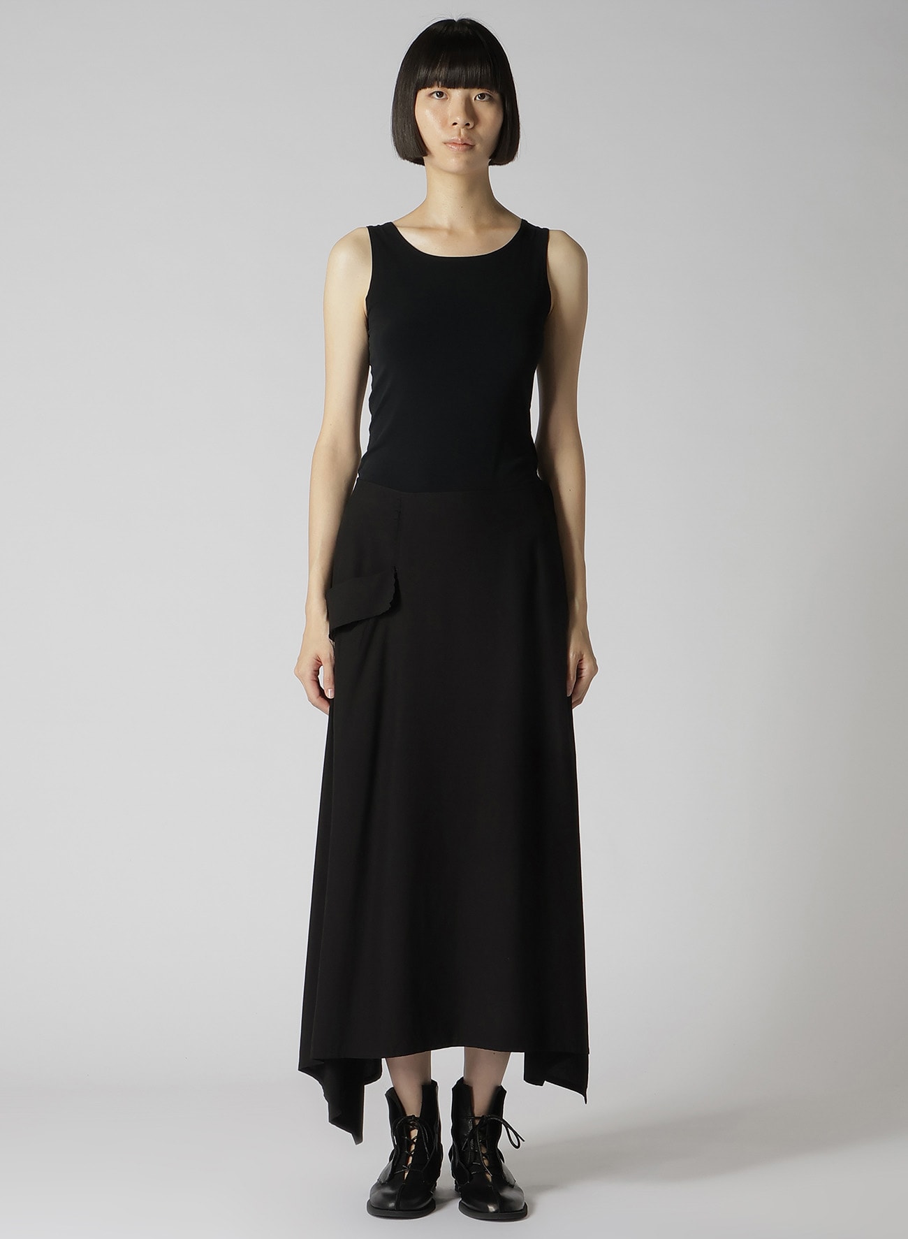 RAYON BROAD RIGHT CROPPED PANTS SKIRT(XS Black): Y's｜THE SHOP 