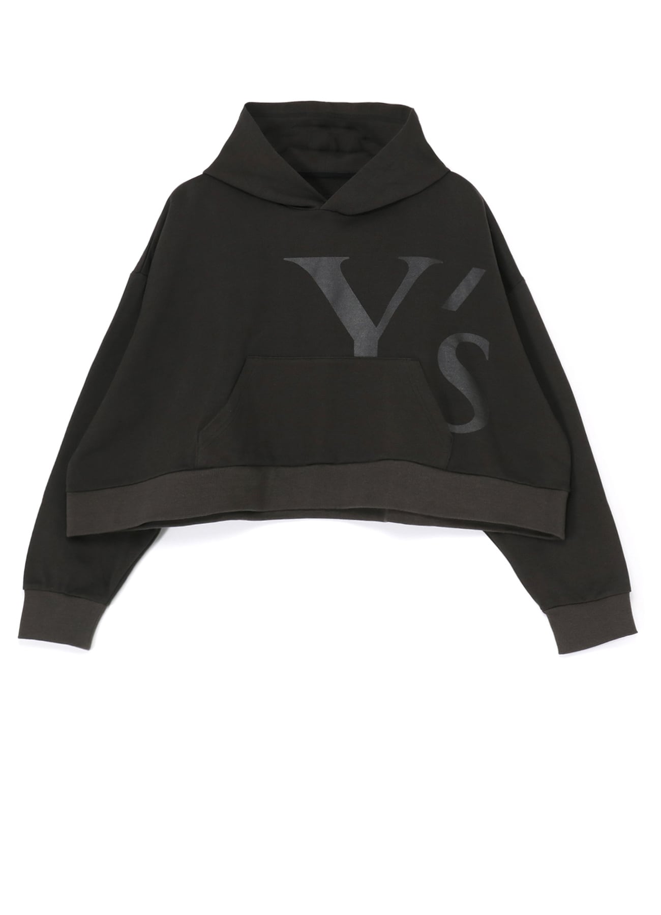 Y'S PIGMENT PRINT CROPPED HOODIE(S Charcoal): Y's｜THE SHOP YOHJI 