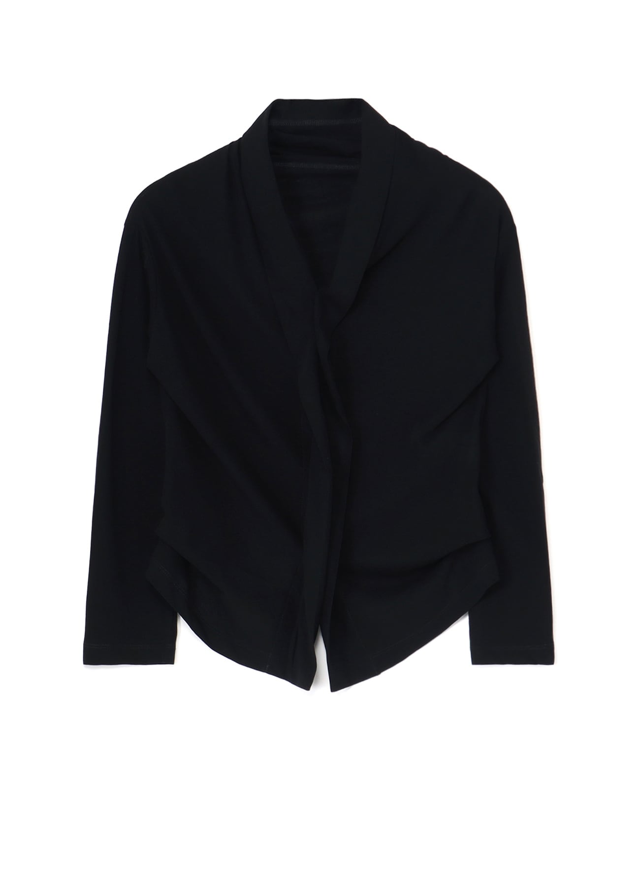 HARD TWISTED JERSEY SIDE TUCKED 4-BUTTON CARDIGAN(S Black): Y's 