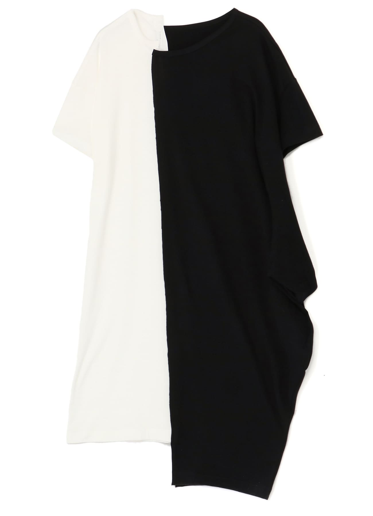 SOFT COTTON JERSEY UNEVEN CUT&SEW DRESS(S White x Black): Y's｜THE 