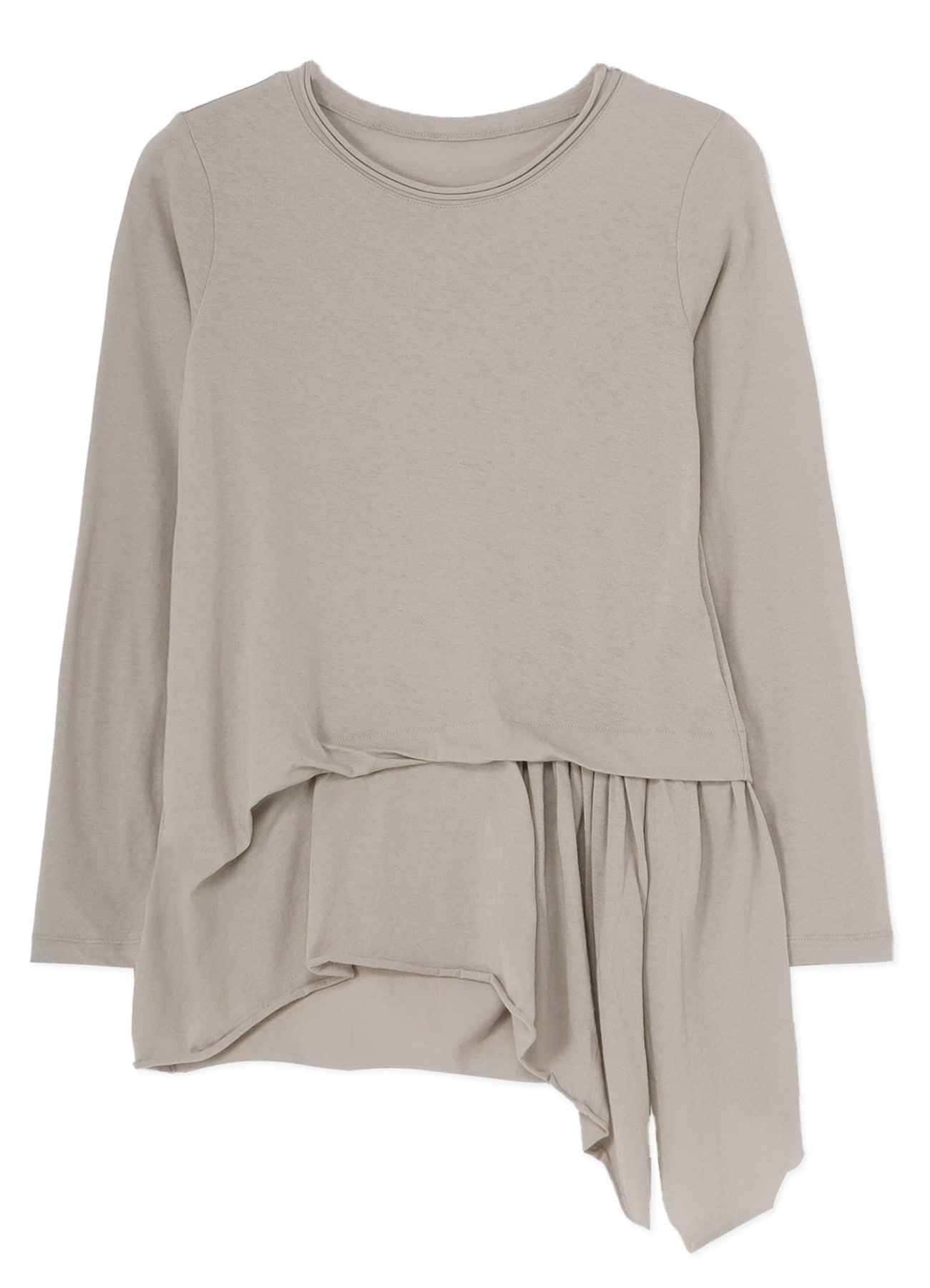 COTTON JERSEY SIDE FLARE LONG SLEEVE T