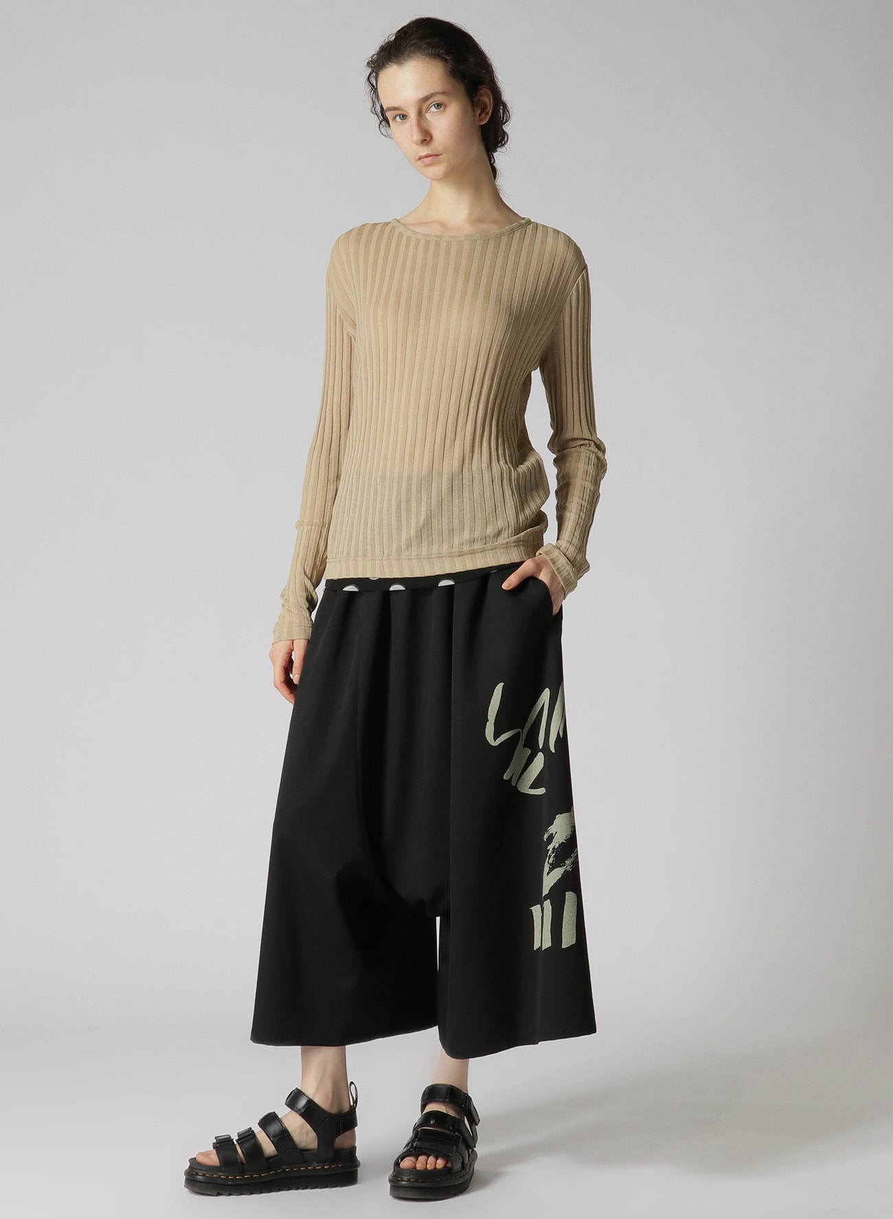 HARD TWISTED RIB ROUND NECK LONG SLEEVE T(S Beige): Y's｜THE SHOP 