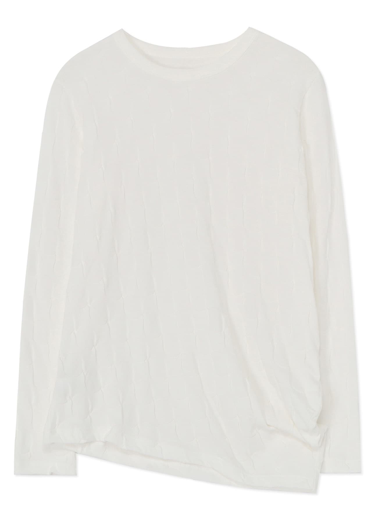 POLKA DOT LINKS ROUNDNECK CRUNCHED SIDE T-SHIRT(S Off White): Y's 