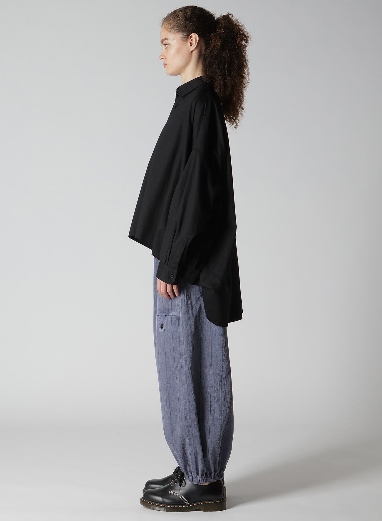 [Y's BORN PRODUCT] THIN COTTON TWILL DOUBLE FRONT OVERSIZED SHIRT