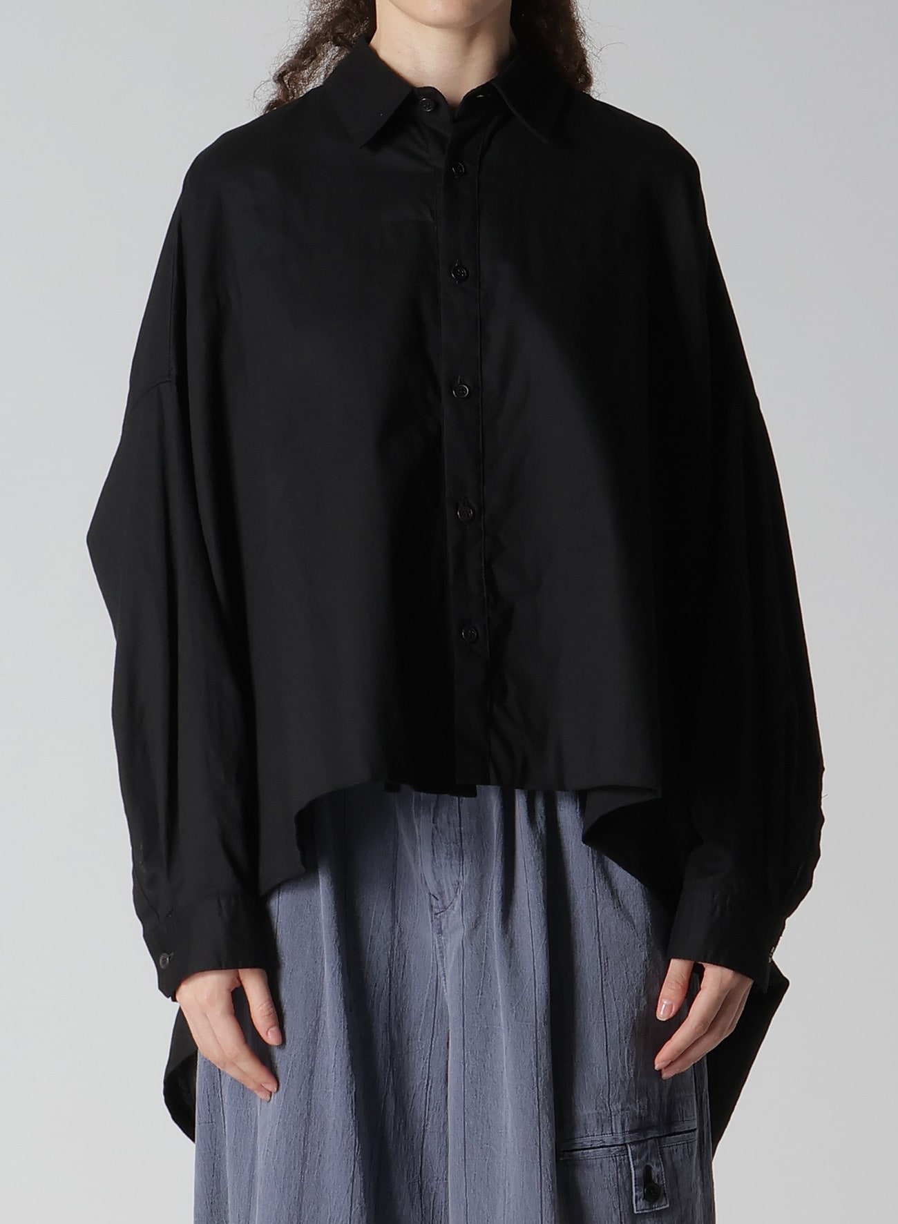 [Y's BORN PRODUCT] THIN COTTON TWILL DOUBLE FRONT OVERSIZED SHIRT