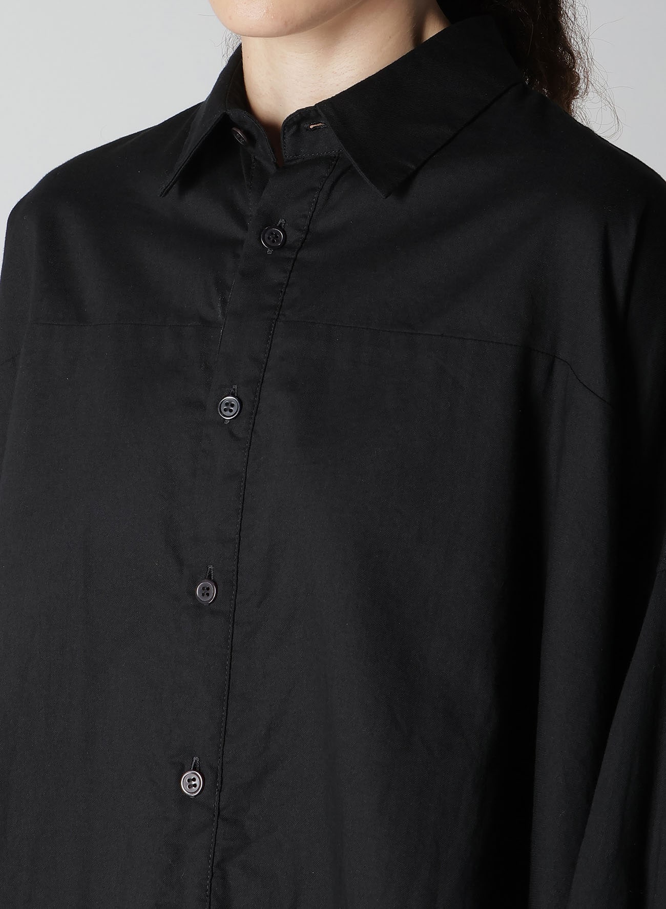 [Y's BORN PRODUCT] THIN COTTON TWILL DOUBLE FRONT OVERSIZED SHIRT