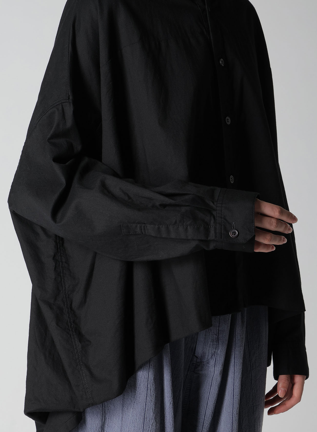 [Y's BORN PRODUCT] THIN COTTON TWILL DOUBLE FRONT OVERSIZED SHIRT