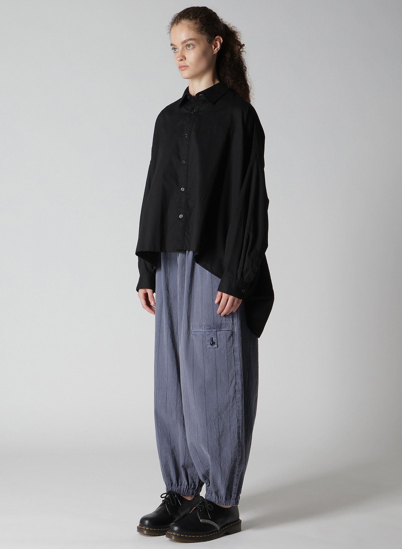 [Y's BORN PRODUCT] THIN COTTON TWILL DOUBLE FRONT OVERSIZED SHIRT