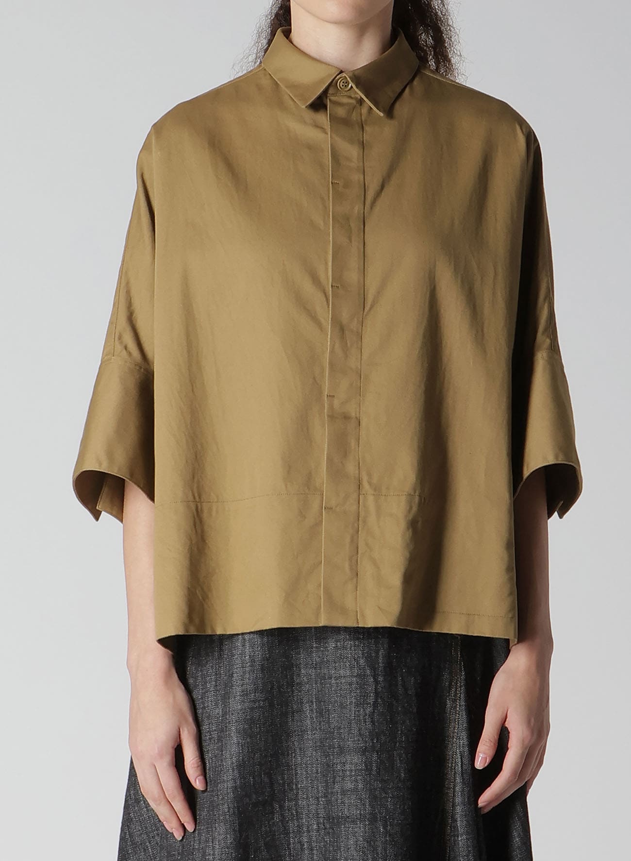 [Y's BORN PRODUCT] COTTON TWILL WIDE CUFFS SHIRT