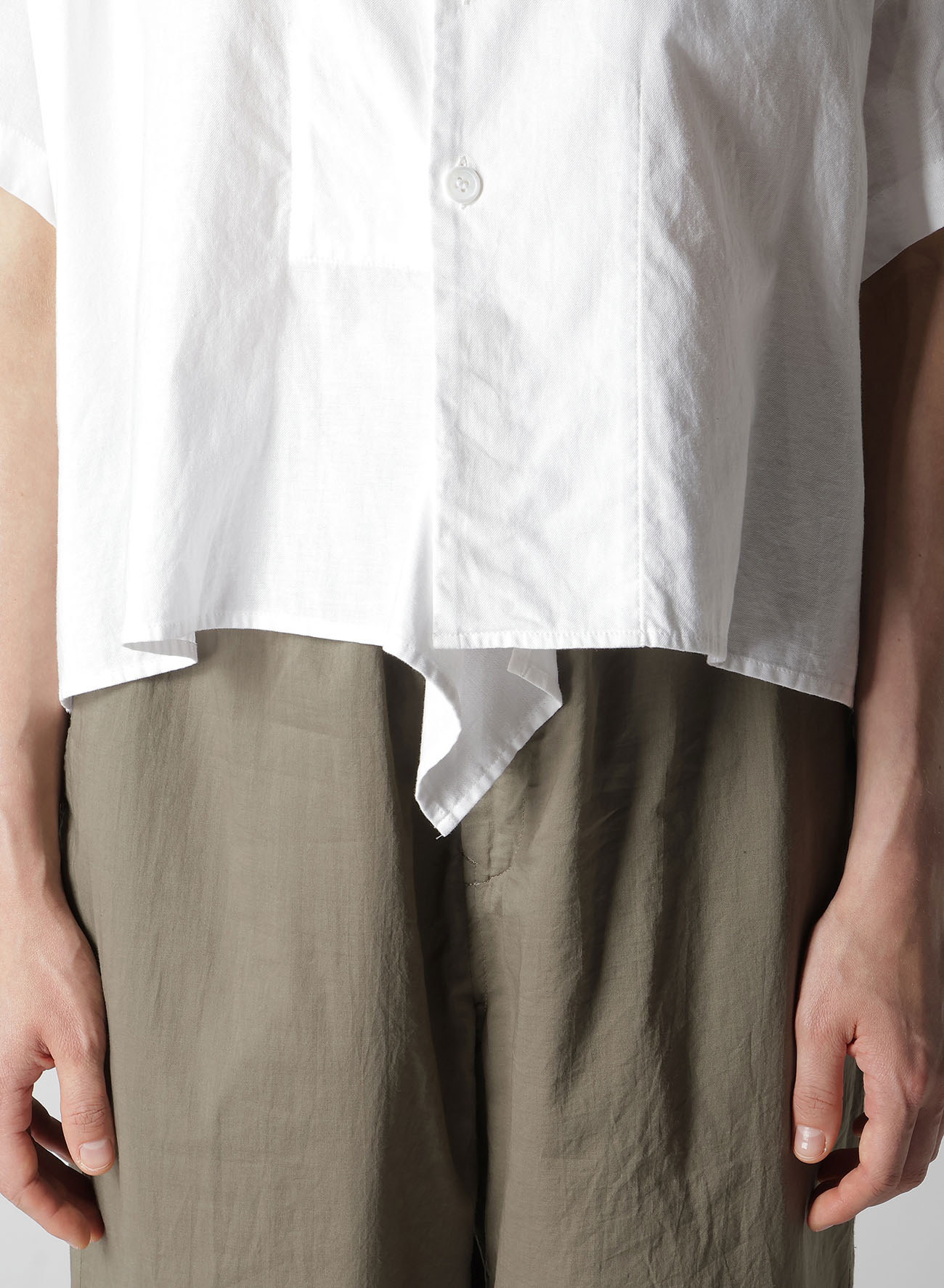 [Y's BORN PRODUCT] THIN COTTON TWILL HALF SLEEVE BOX SHIRT