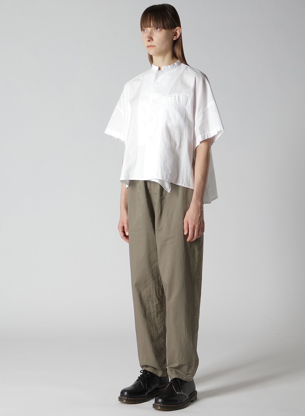 [Y's BORN PRODUCT] THIN COTTON TWILL HALF SLEEVE BOX SHIRT