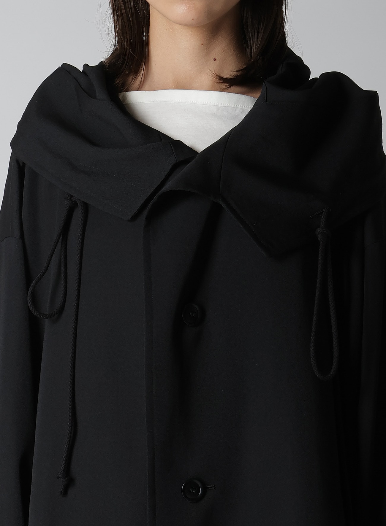 WOOL GABARDINE BIG HOODIE COAT