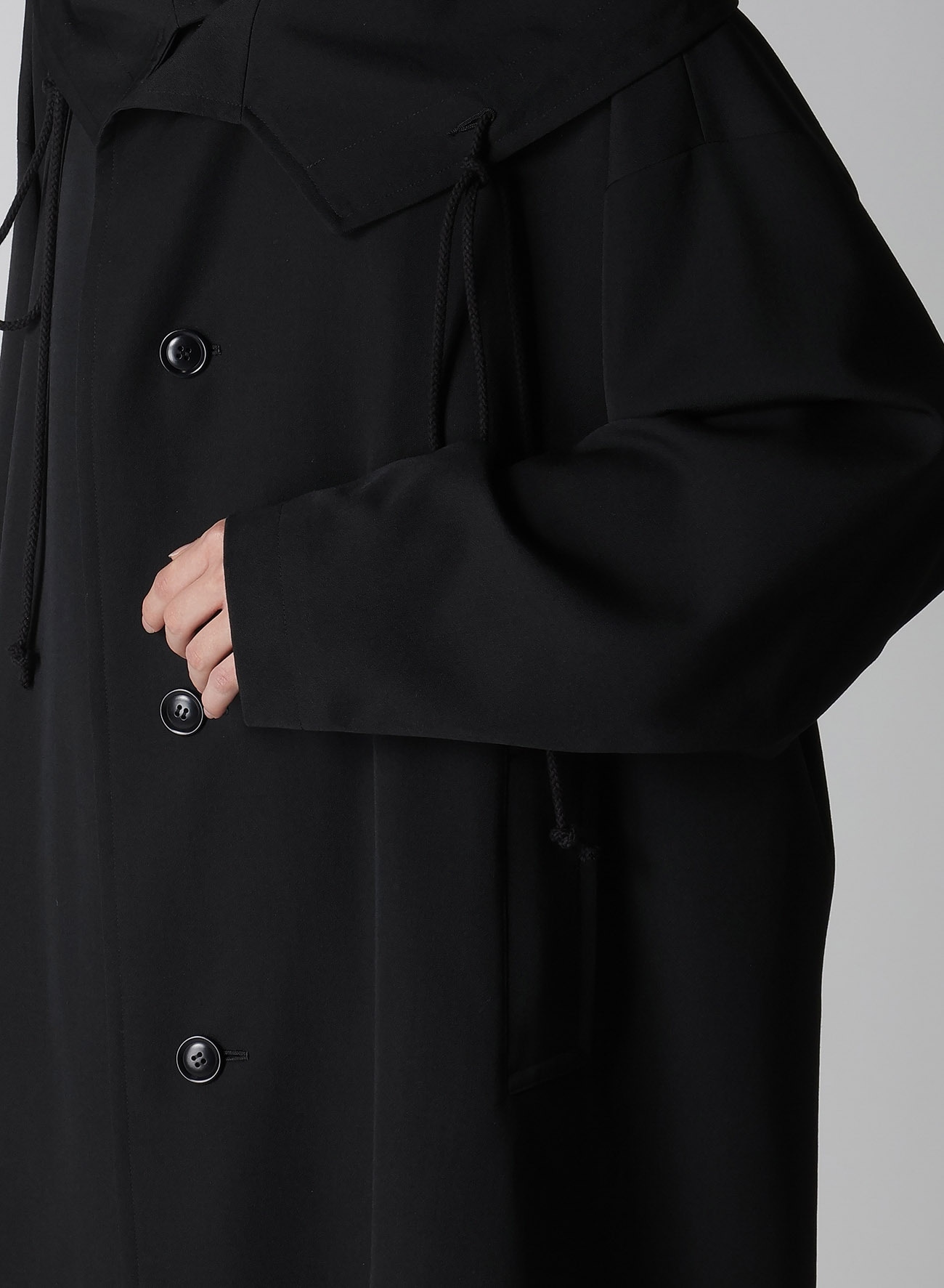 WOOL GABARDINE BIG HOODIE COAT