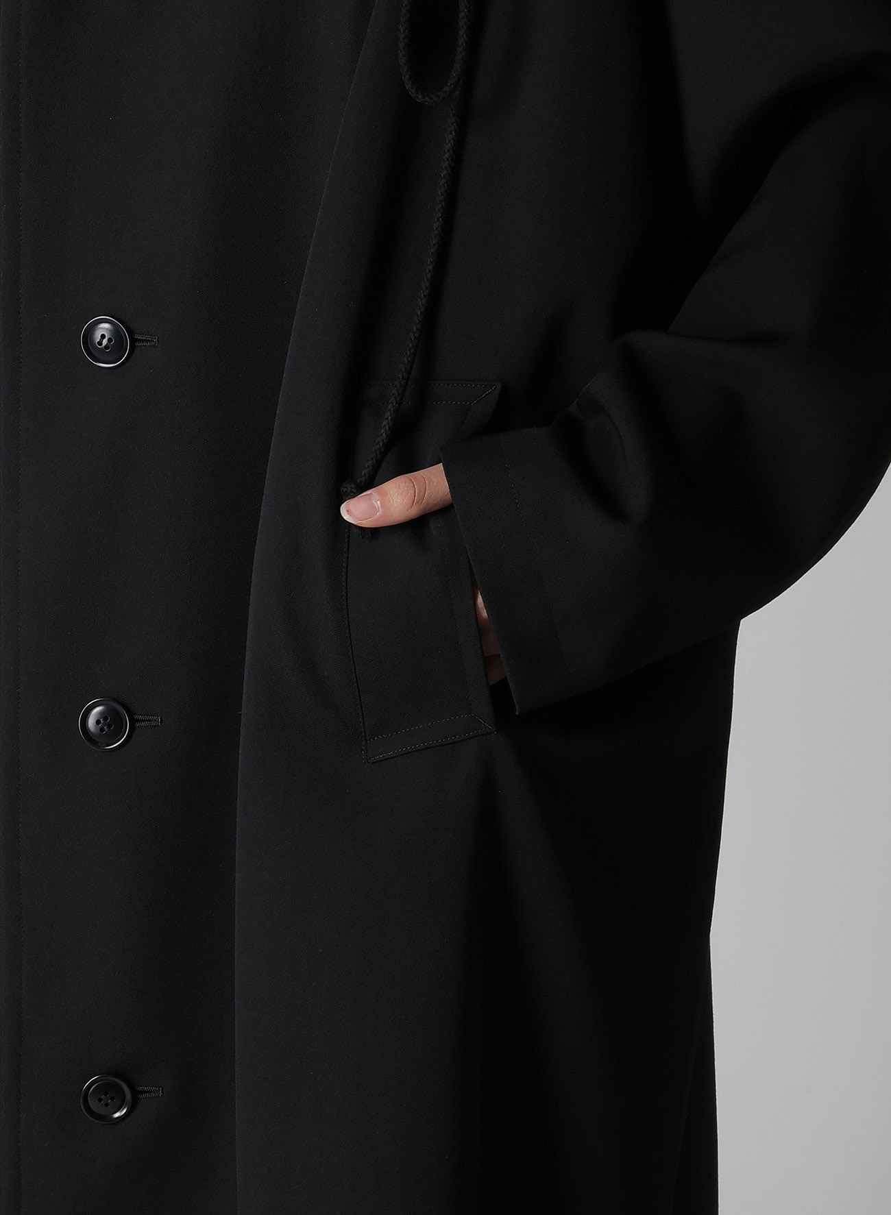 WOOL GABARDINE BIG HOODIE COAT