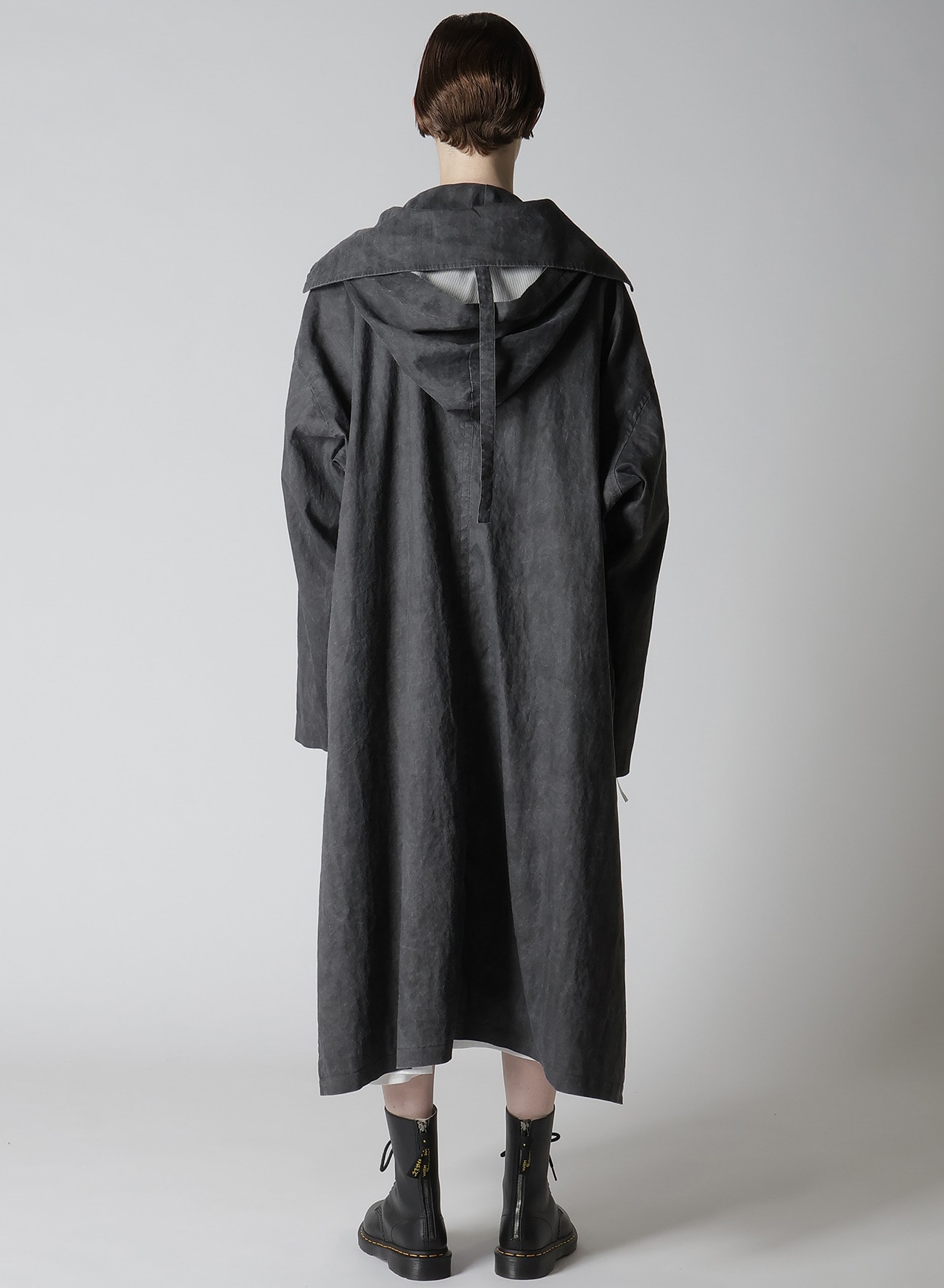 RAMIE/NYLON PIGMENT COATING BIG ANORAK COAT