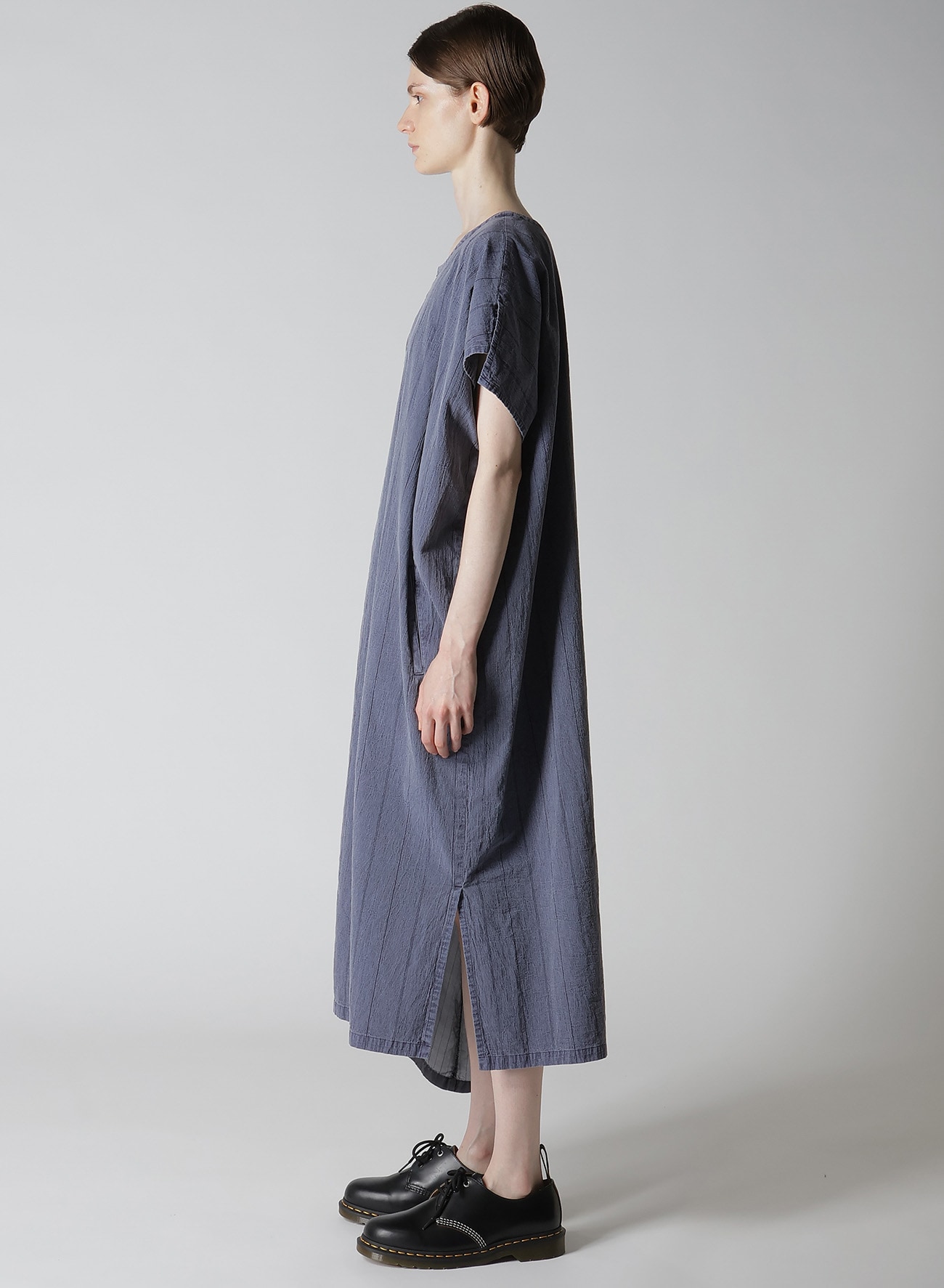 WASHER STRIPE ASYMMETRIC FRENCH DRESS