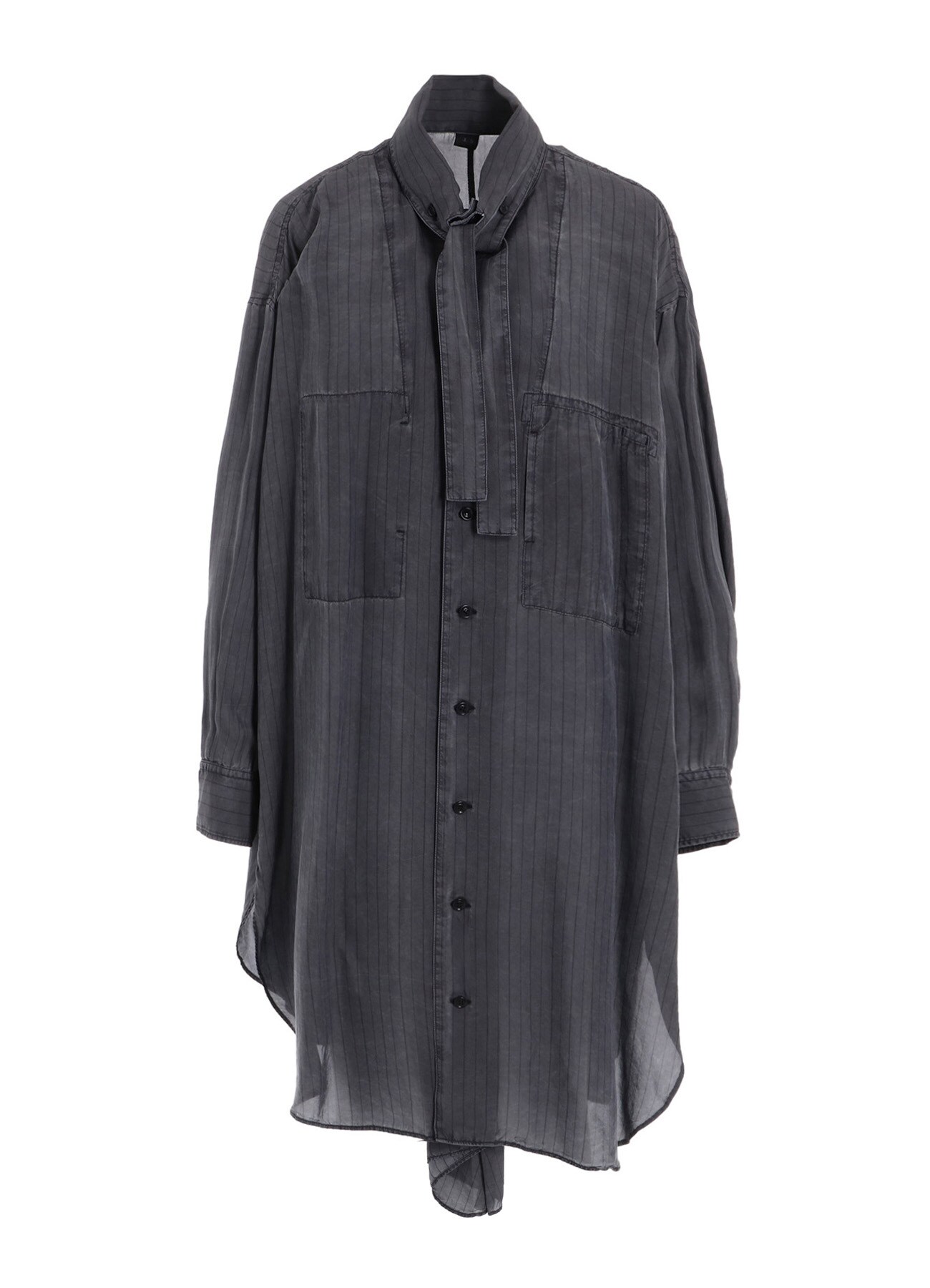 CUPRO STRIPE SHIRT DRESS WITH TIE