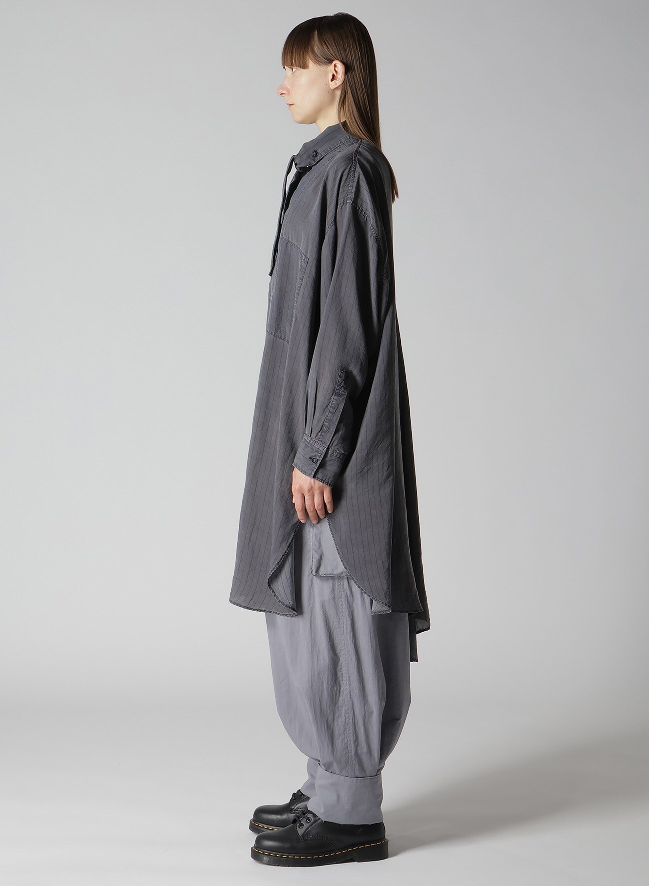 CUPRO STRIPE SHIRT DRESS WITH TIE