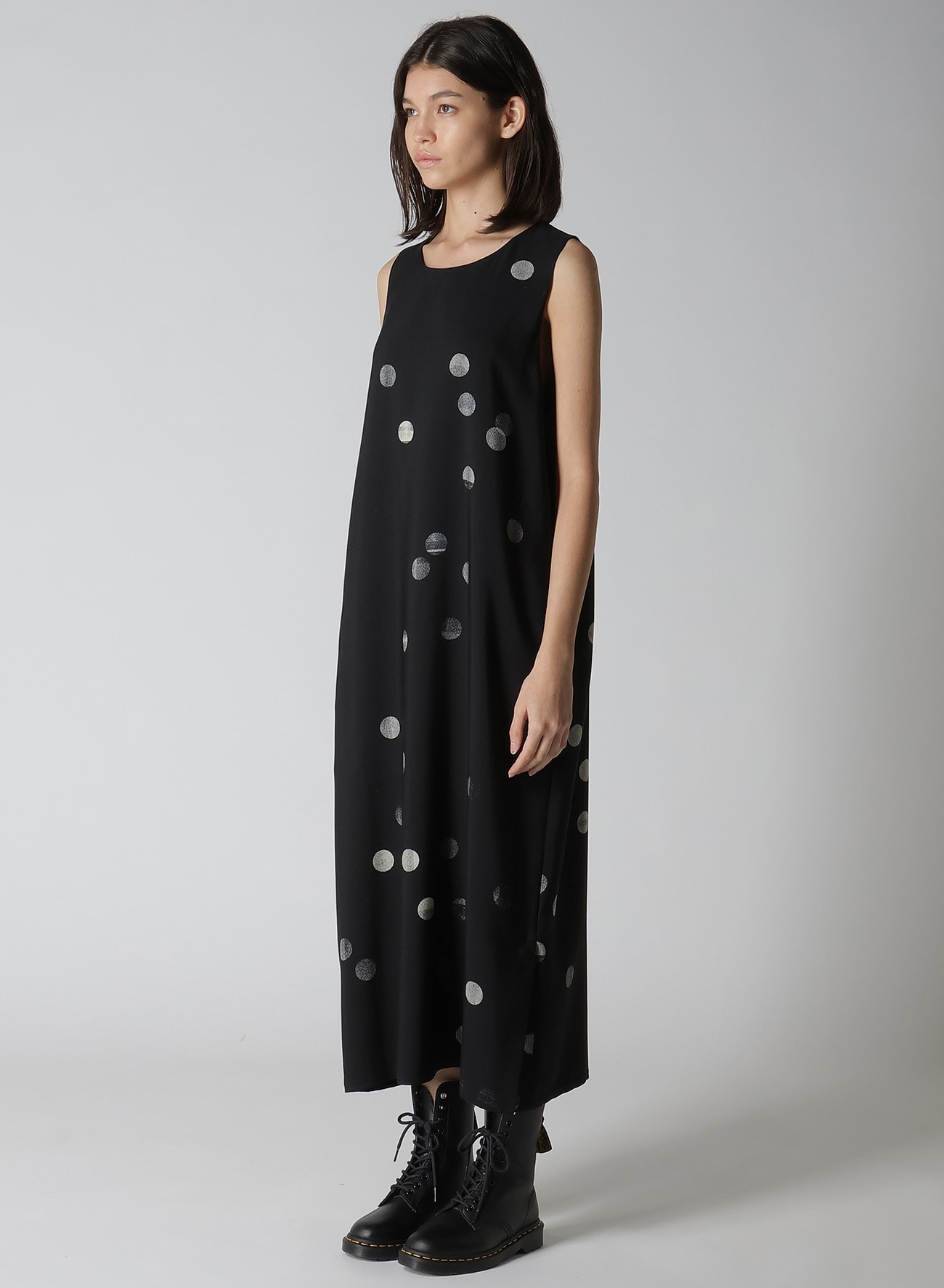 CU/RY GABARDINE DOT SLEEVE LESS DRESS