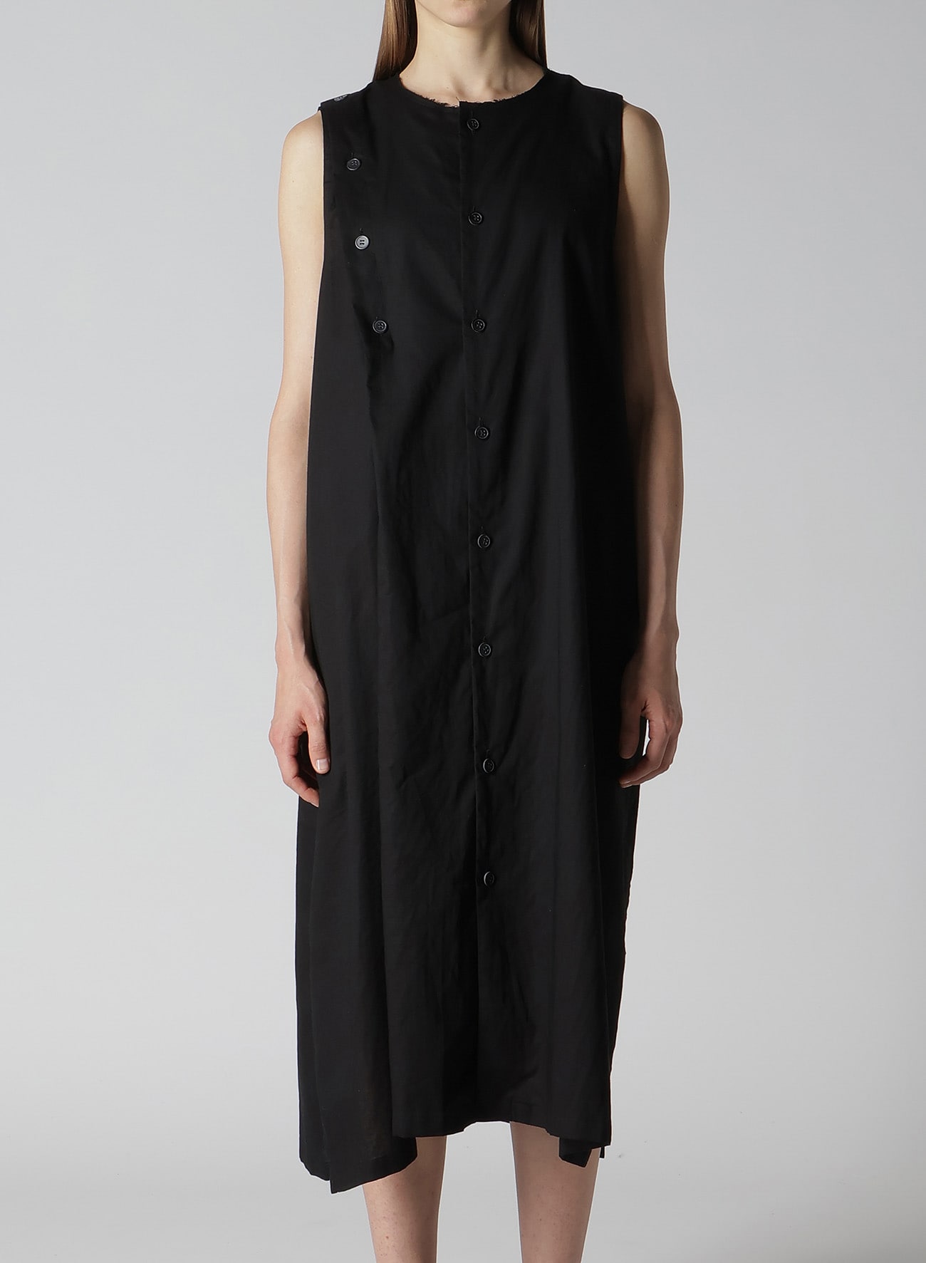 [Y's BORN PRODUCT] THIN COTTON TWILL ASYMMETERIC BUTTON DRESS