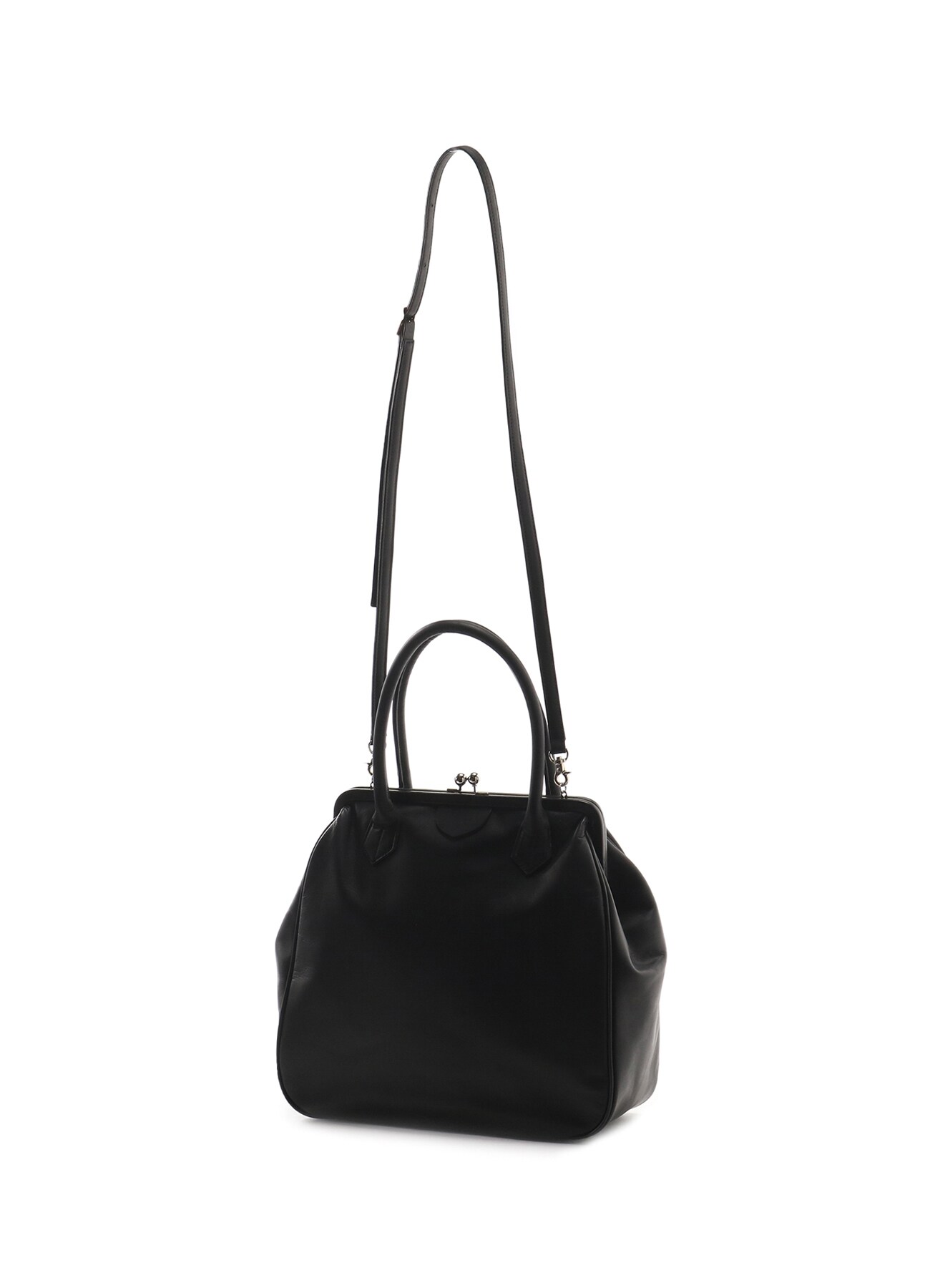 SEMI GLOSS LEATHER CLASP HANDBAG
