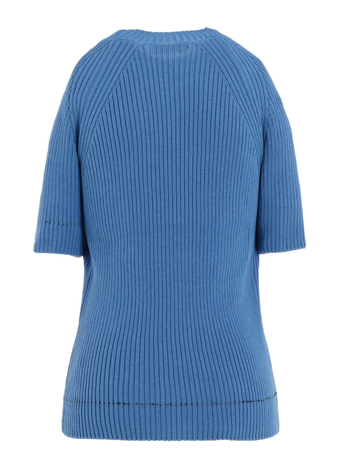 RIB STITCH TWISTED HALF SLEEVE RIB PULLOVER