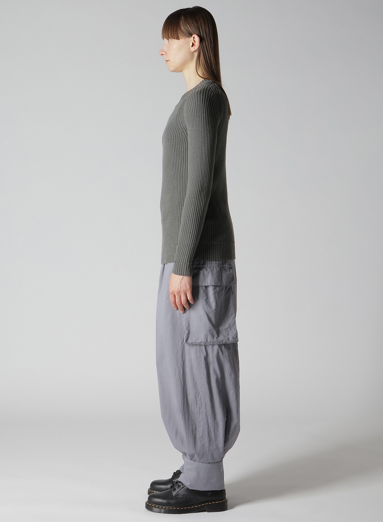 RIB STITCH TWISTED LONG SLEEVE RIB PULLOVER