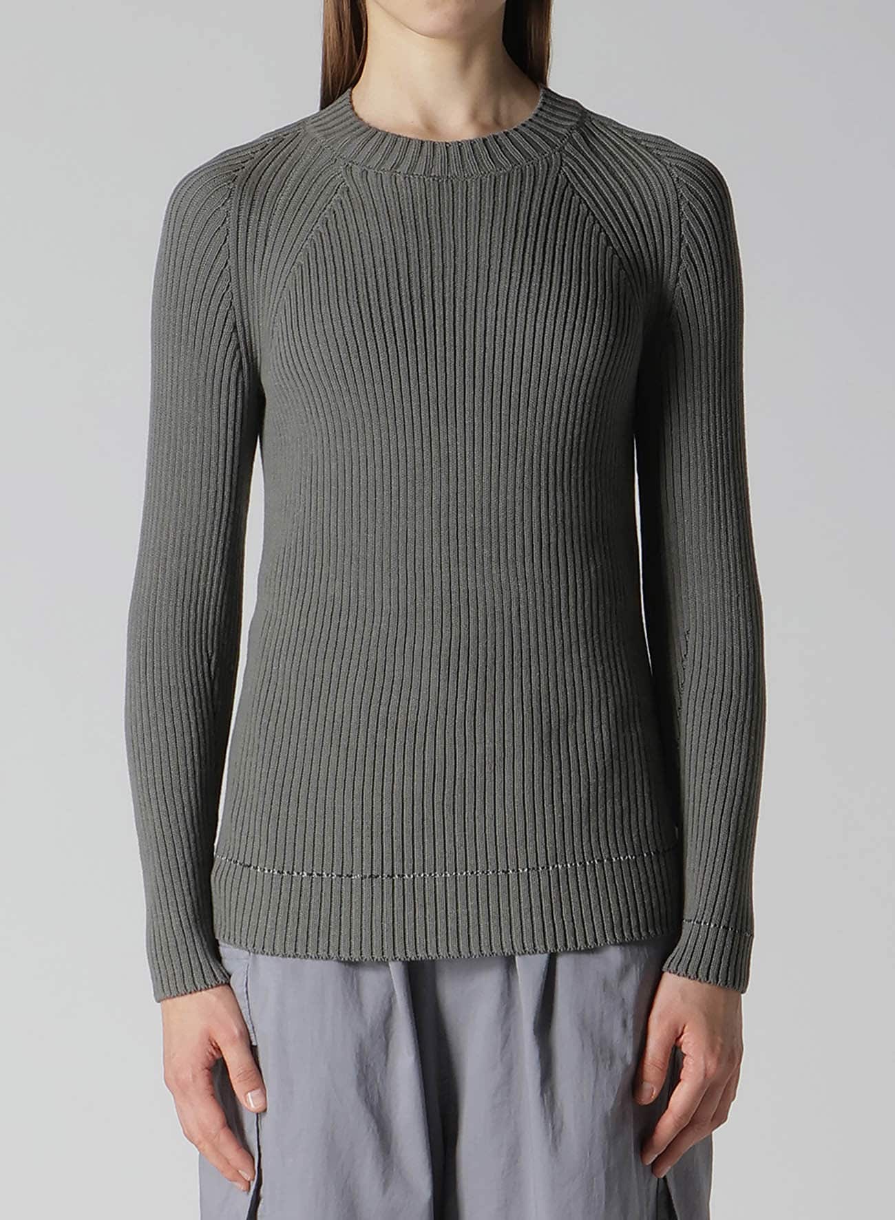 RIB STITCH TWISTED LONG SLEEVE RIB PULLOVER