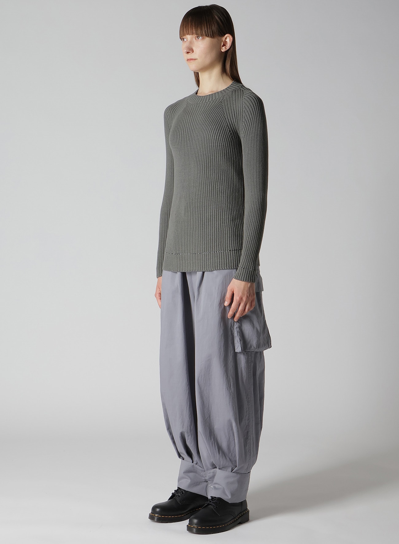 RIB STITCH TWISTED LONG SLEEVE RIB PULLOVER