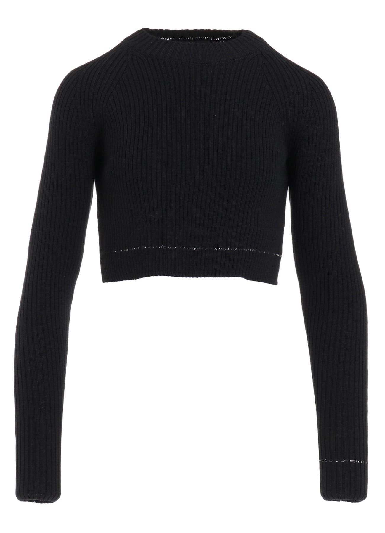 RIB STITCH TWISTED LONG SLEEVE RIB CROPPED PULLOVER