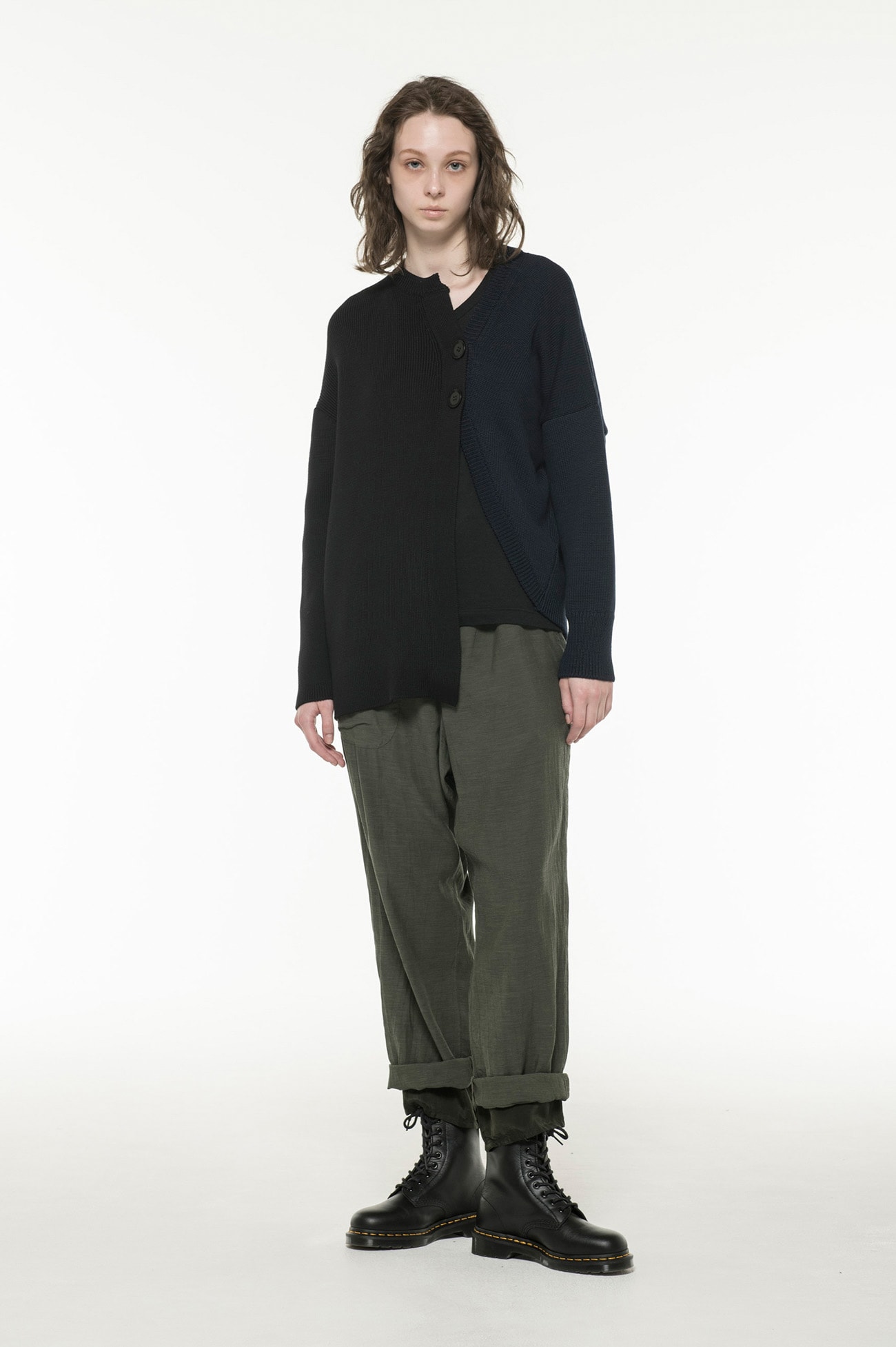 1/55C/5G2P PLAIN STITCH + RIB LF COLOURED LONG SLEEVE CARDIGAN