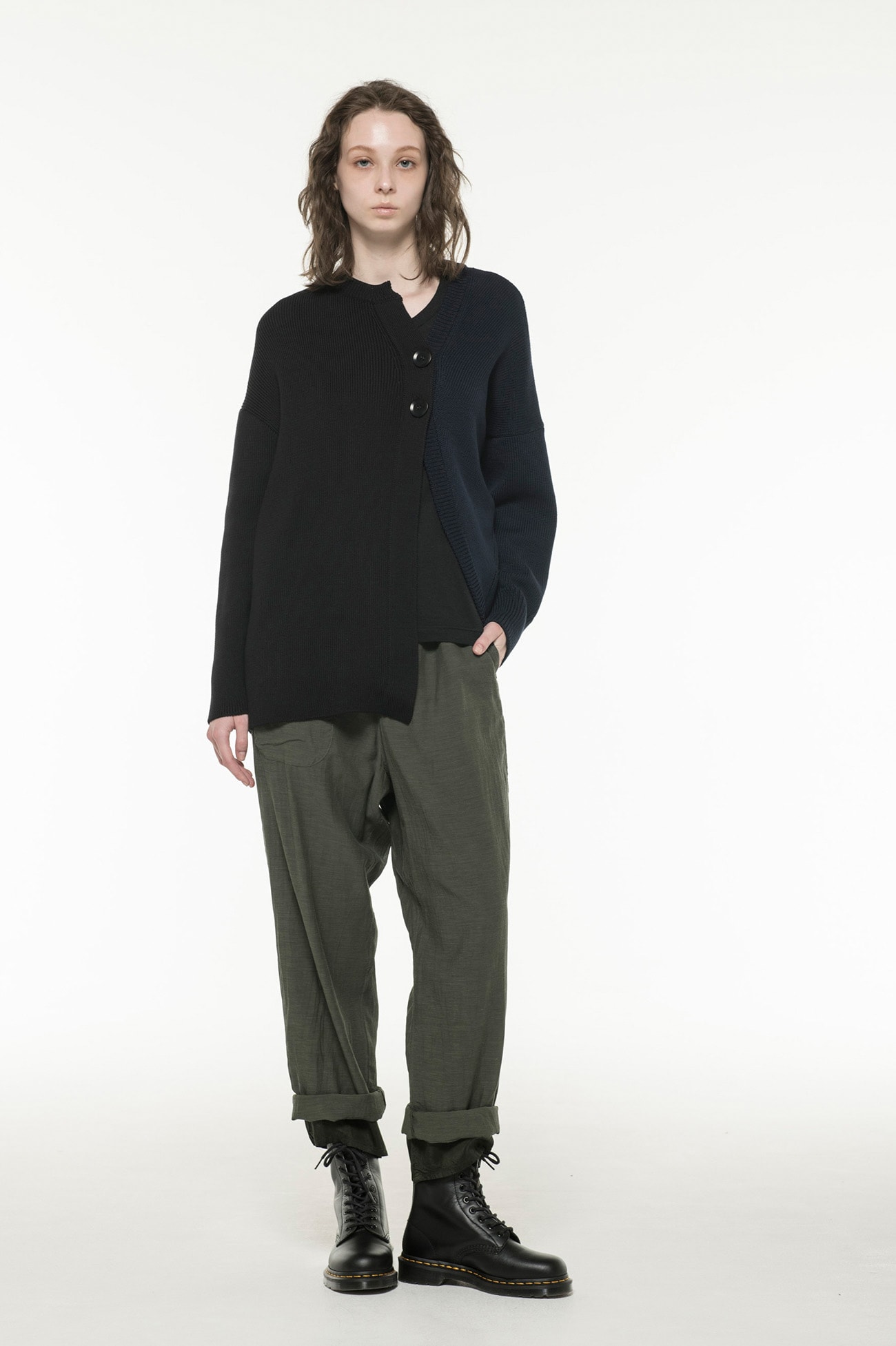 1/55C/5G2P PLAIN STITCH + RIB LF COLOURED LONG SLEEVE CARDIGAN