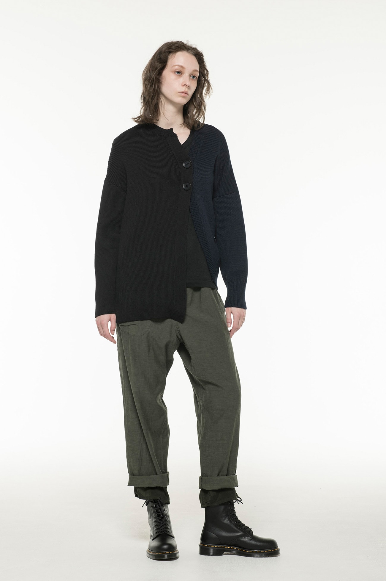 1/55C/5G2P PLAIN STITCH + RIB LF COLOURED LONG SLEEVE CARDIGAN