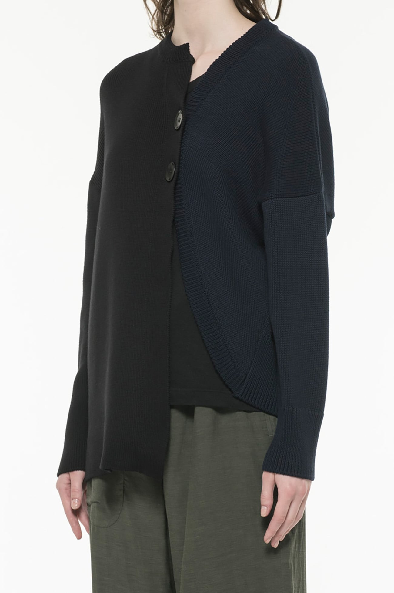 1/55C/5G2P PLAIN STITCH + RIB LF COLOURED LONG SLEEVE CARDIGAN