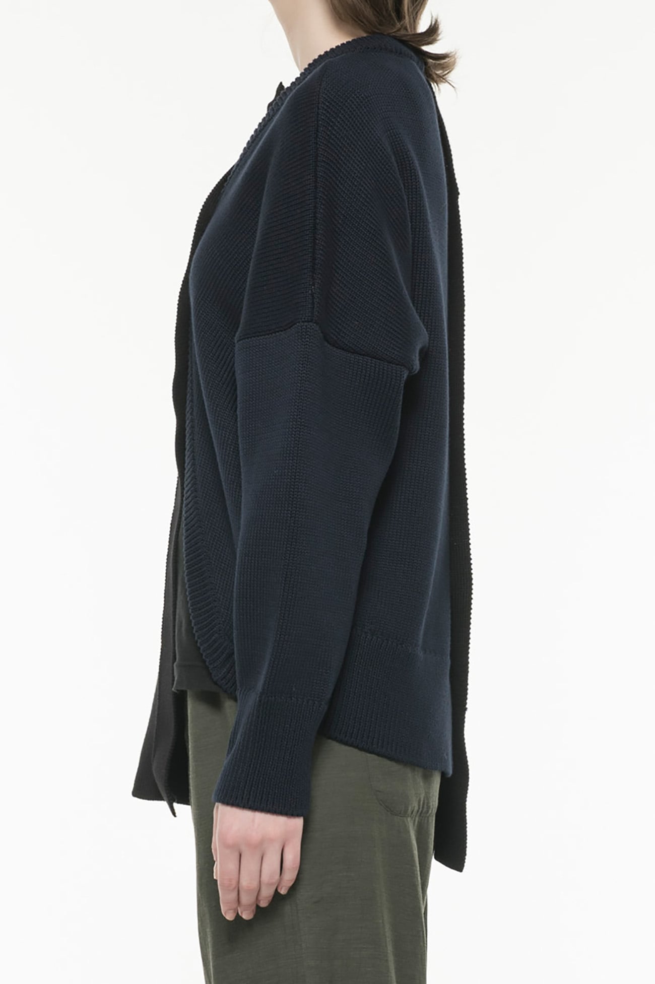 1/55C/5G2P PLAIN STITCH + RIB LF COLOURED LONG SLEEVE CARDIGAN