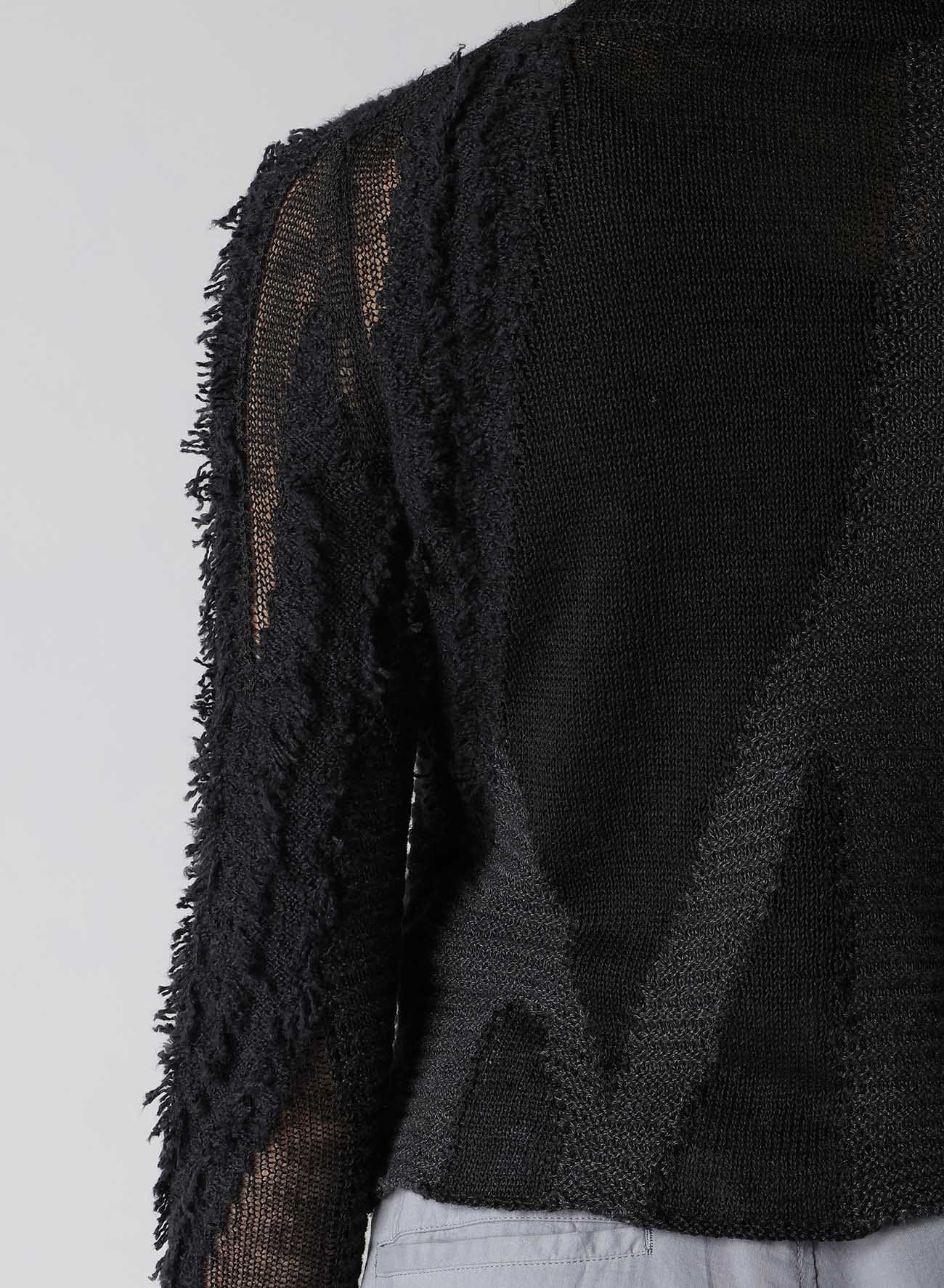 SHEER INTERSIA JACQUARD HIGH NECK SHORT PULLOVER