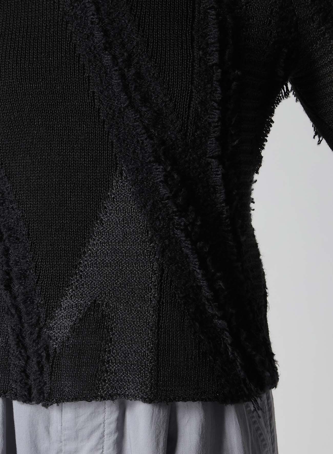 SHEER INTERSIA JACQUARD HIGH NECK SHORT PULLOVER