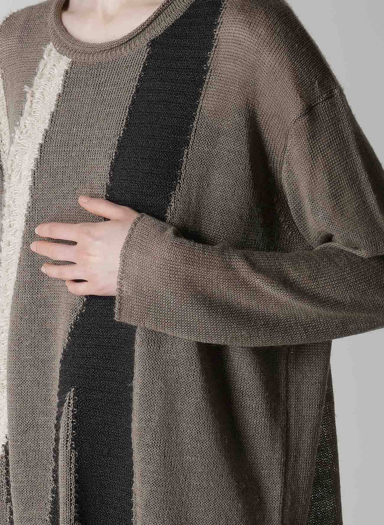 SHEER INTERSIA JACQUARD CREW NECK RELAXED PULLOVER