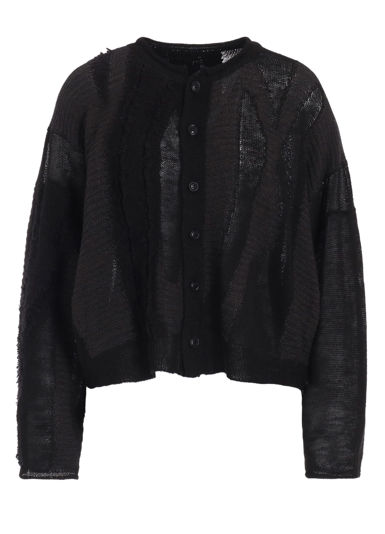 SHEER INTERSIA JACQUARD CREW NECK RELAXED CARDIGAN