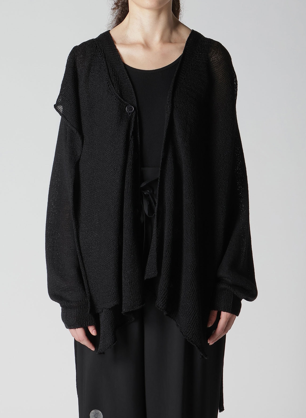 JERSEY BROAD STITCH ASYMMETRIC MIDDLE CARDIGAN