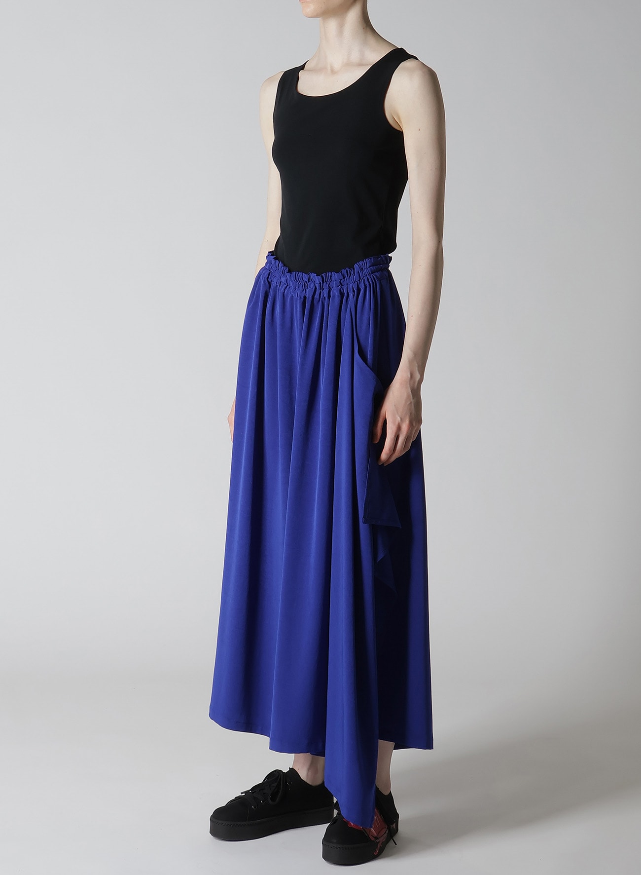 CREPE de CHINE SIDE CLOTH ELASTIC PANTS