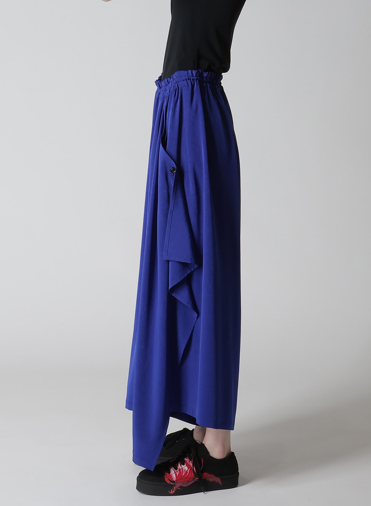 CREPE de CHINE SIDE CLOTH ELASTIC PANTS