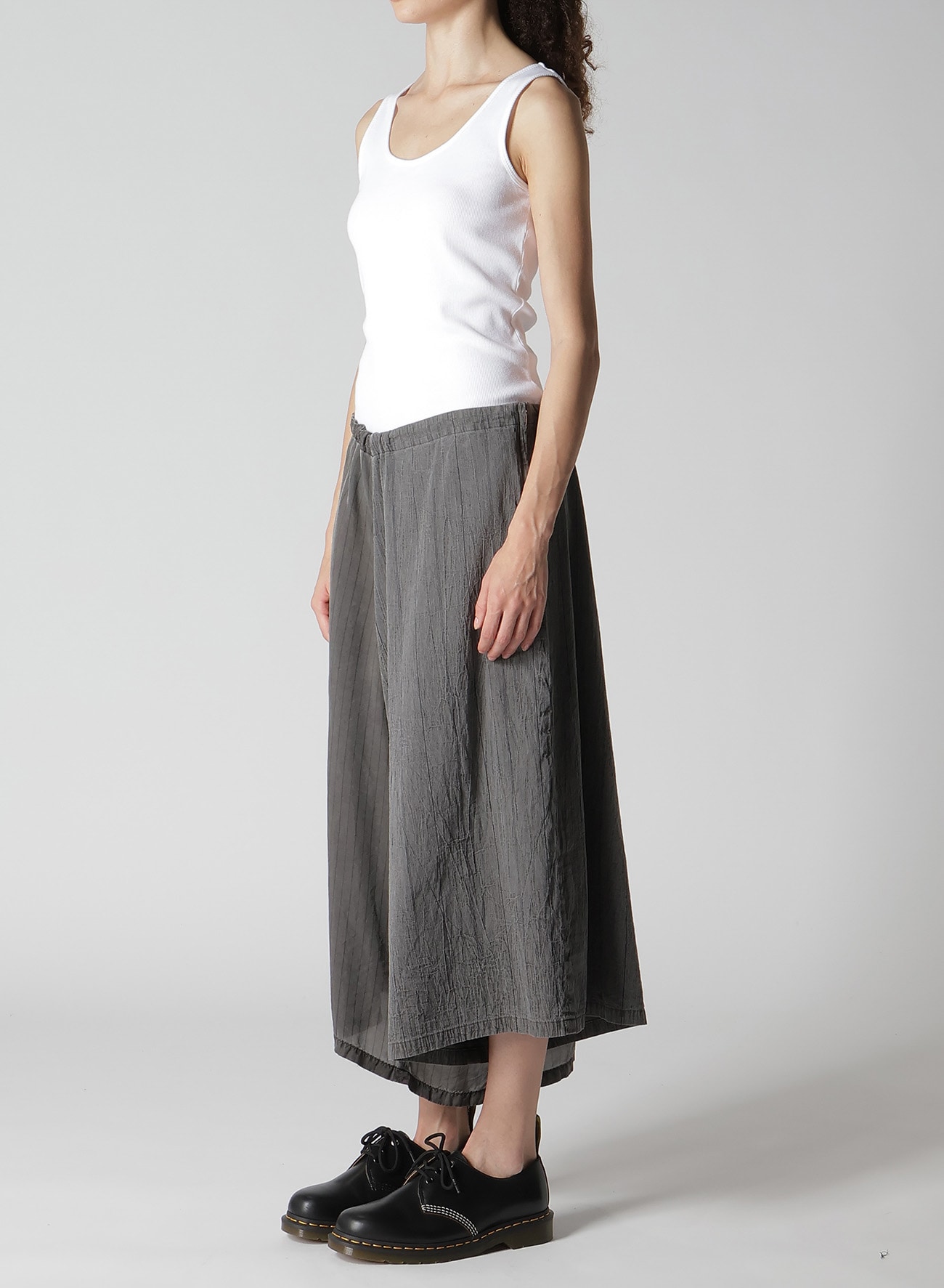 WASHER STRIPE ASYMMETRIC WAIST STRING PANTS