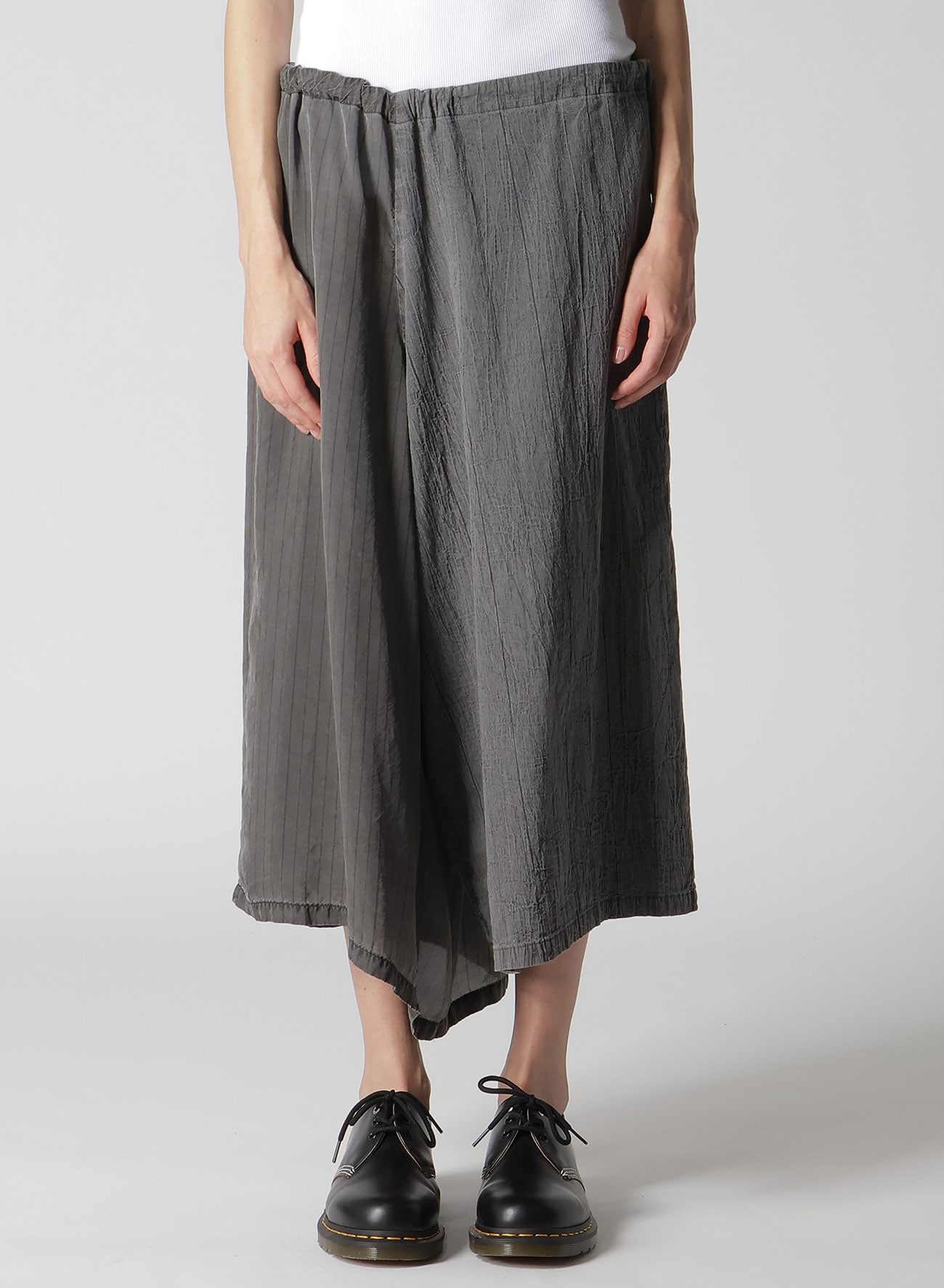 WASHER STRIPE ASYMMETRIC WAIST STRING PANTS